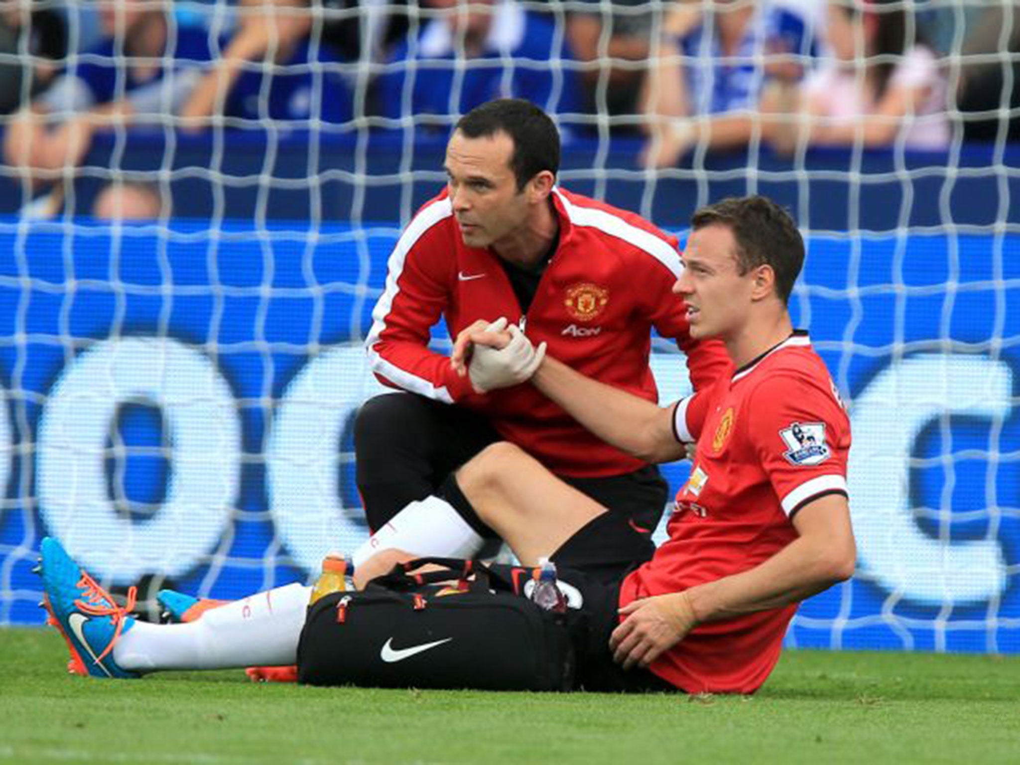Jonny Evans is on crutches and awaiting a scan