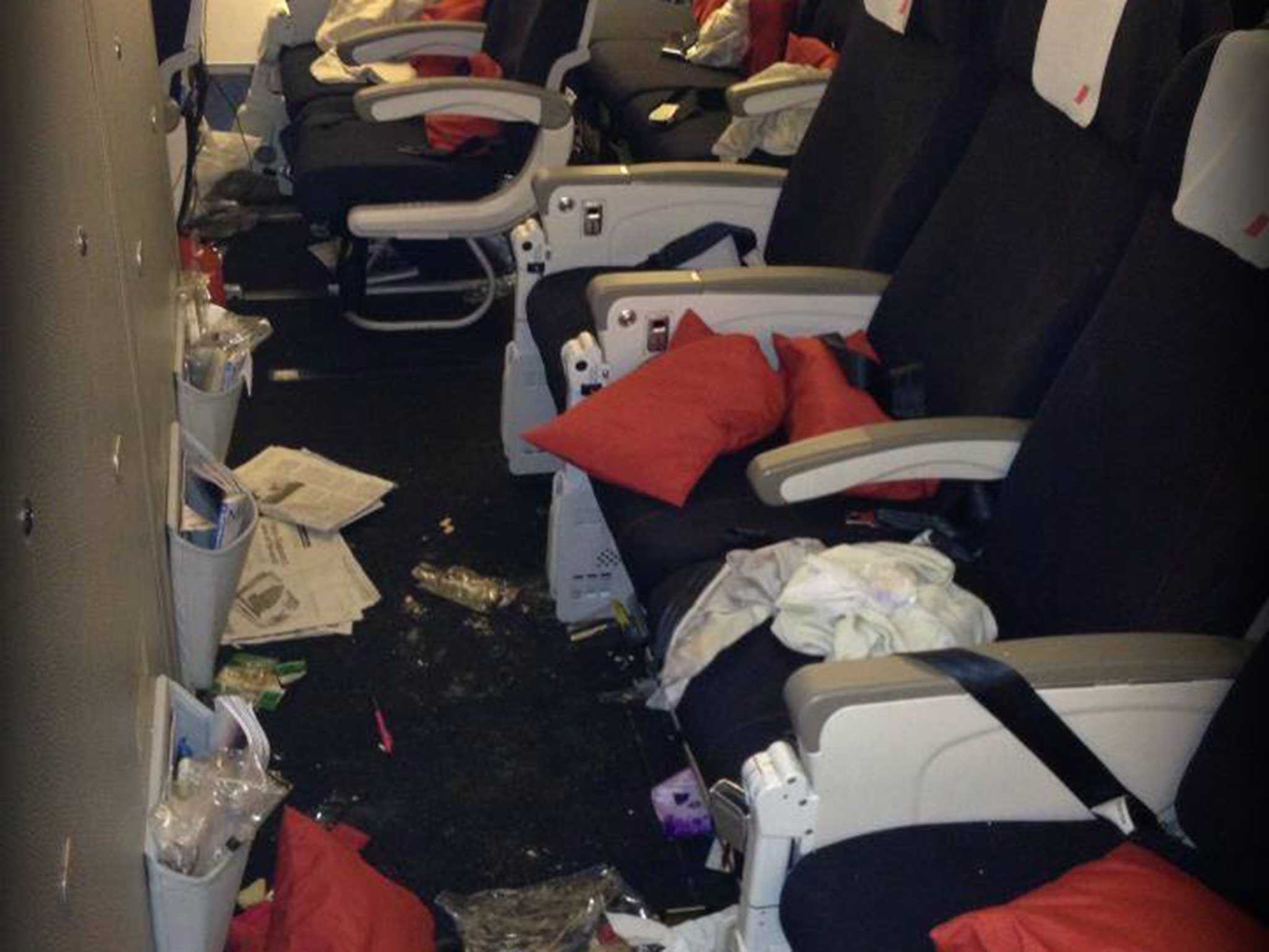 A cabin crew member photographed the devastation after one flight