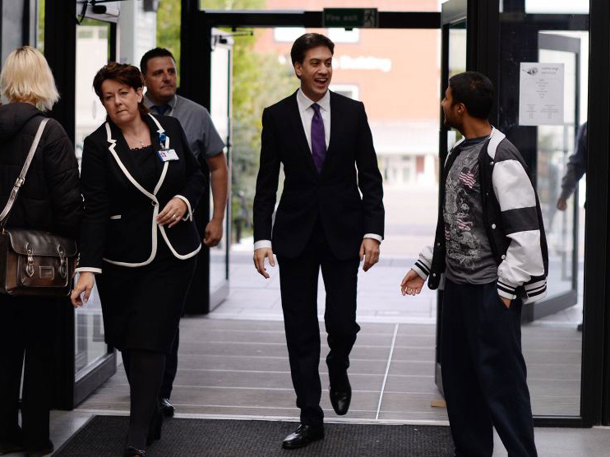 On Monday Labour leader Ed Miliband met apprentices at Manchester College where he toured the workshops and spoke with students