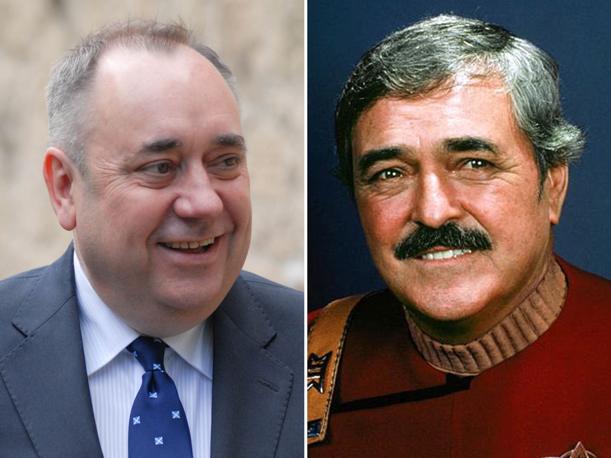 Salmond told a Scottish television chat show in 2001that he would also sit in front of a mirror and say things like, "Captain, we have a 2,499.99-to-one chance of surviving this" in his Vulcan voice