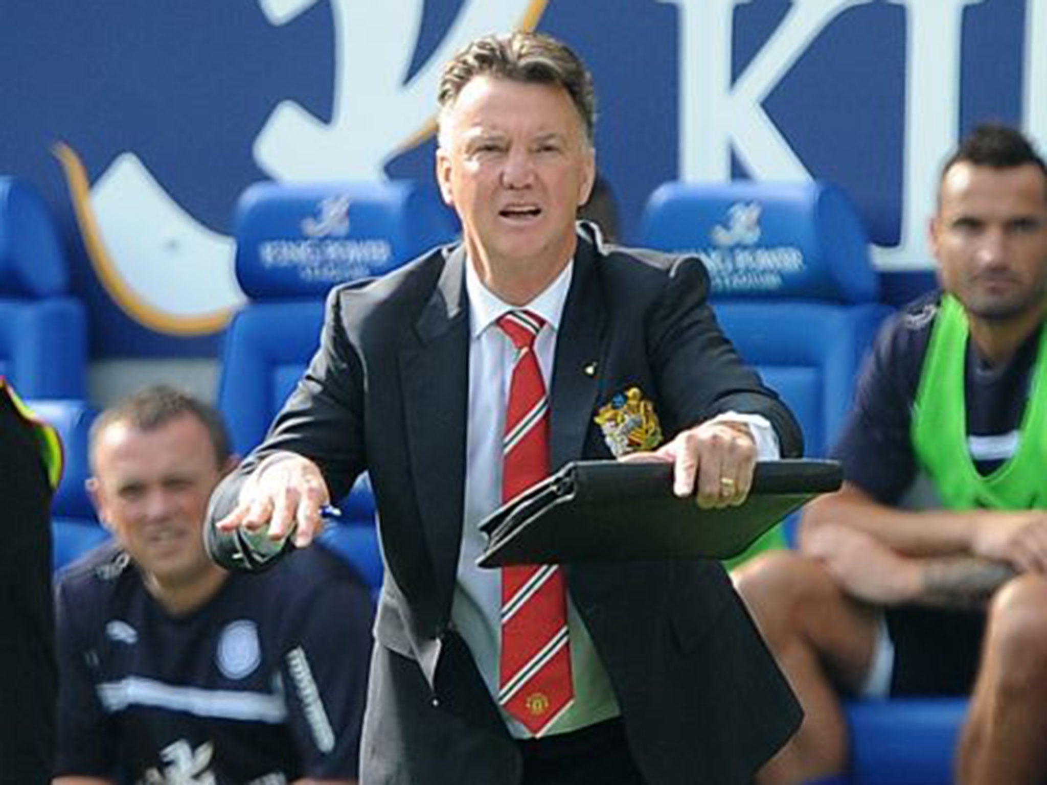 Louis van Gaal makes a gesture from the touchline last weekend