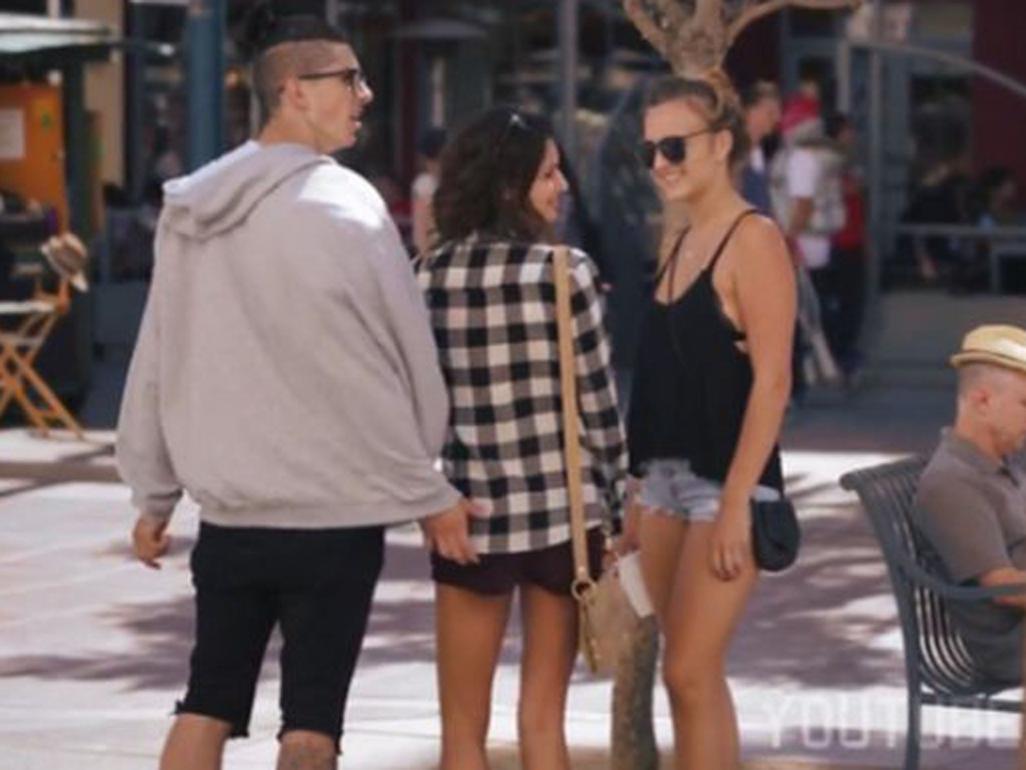 Sam Pepper's first video showed him appearing to pinch the bottoms of random female members of the public