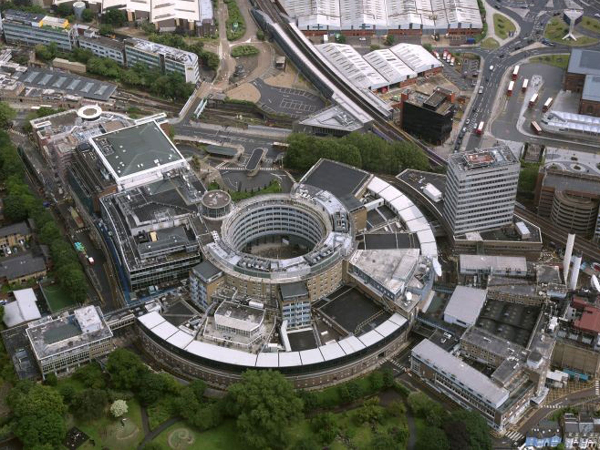 The BBC Television Centre seen from the air