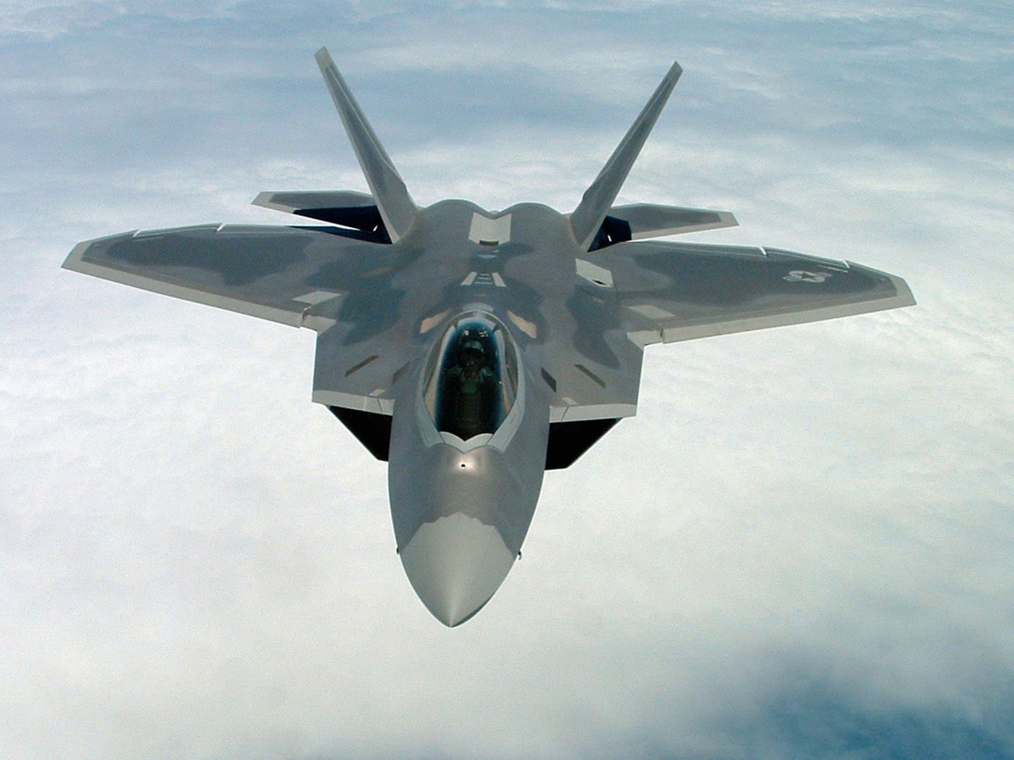 An F-22A Raptor plane used by the US in air strikes against Isis. The strikes have escalated under Trump's presidency
