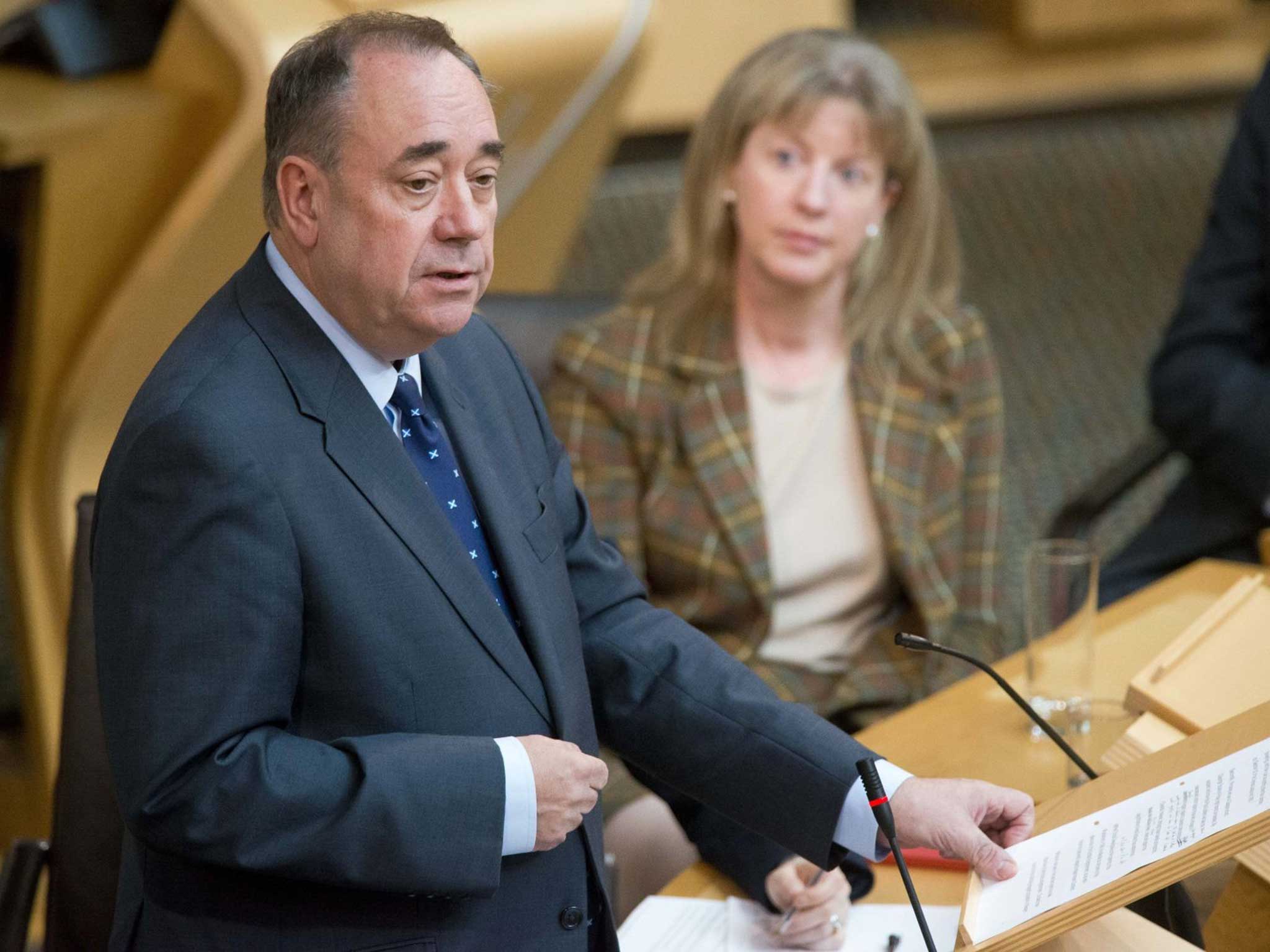 First Minister Salmond speaking in Holyrood