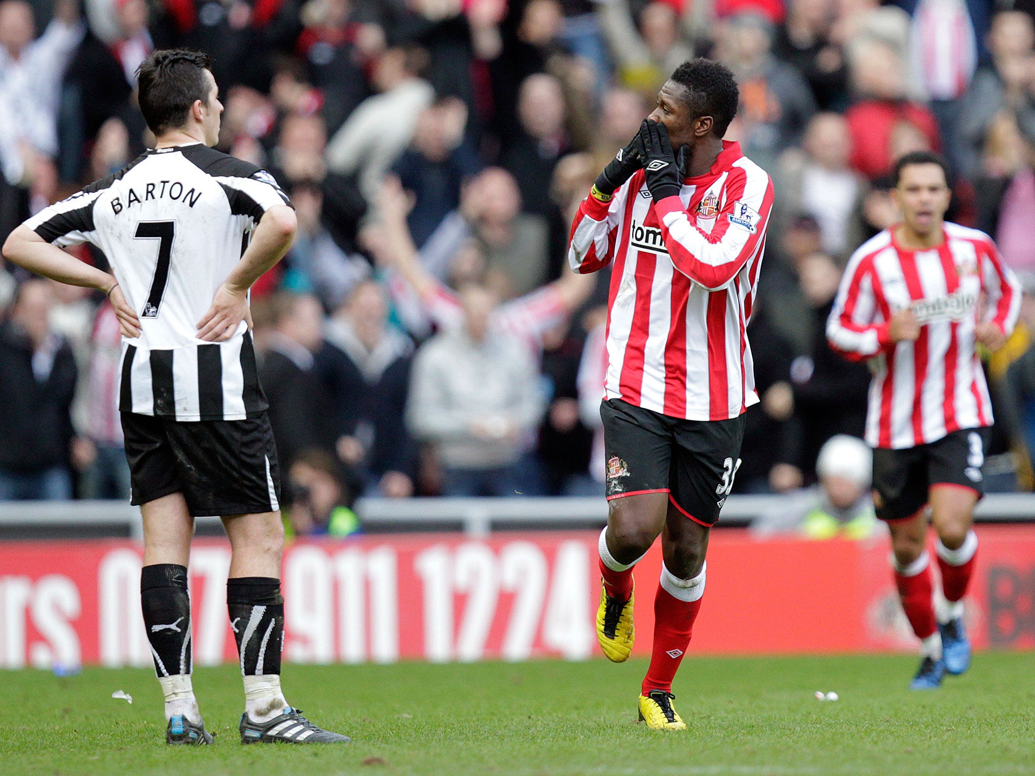 Gyan spent just over a season at the Stadium of Light, scoring 10 Premier League goals for the Black Cats