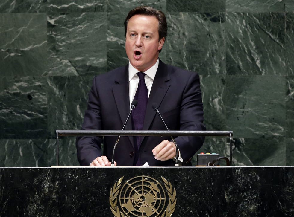 David Cameron addresses the United Nations General Assembly in New York
