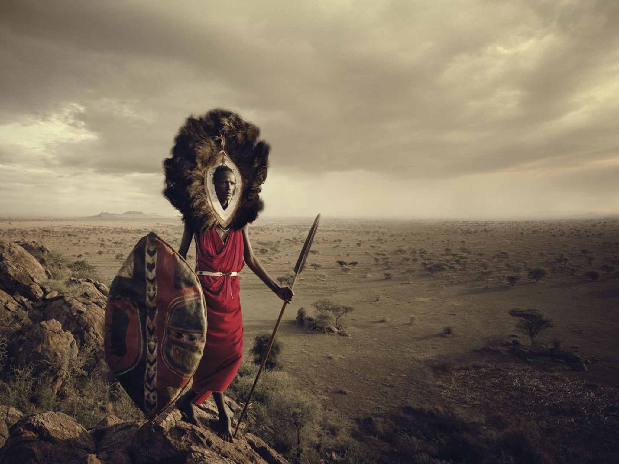 Maasai Warrior, Ngorongoro, Serengeti , Tanzania: The Maasai are one of the 'last great warrior cultures', says Nelson, but are increasingly found in cities, selling modern goods such as mobile phones, alongside goats and cows