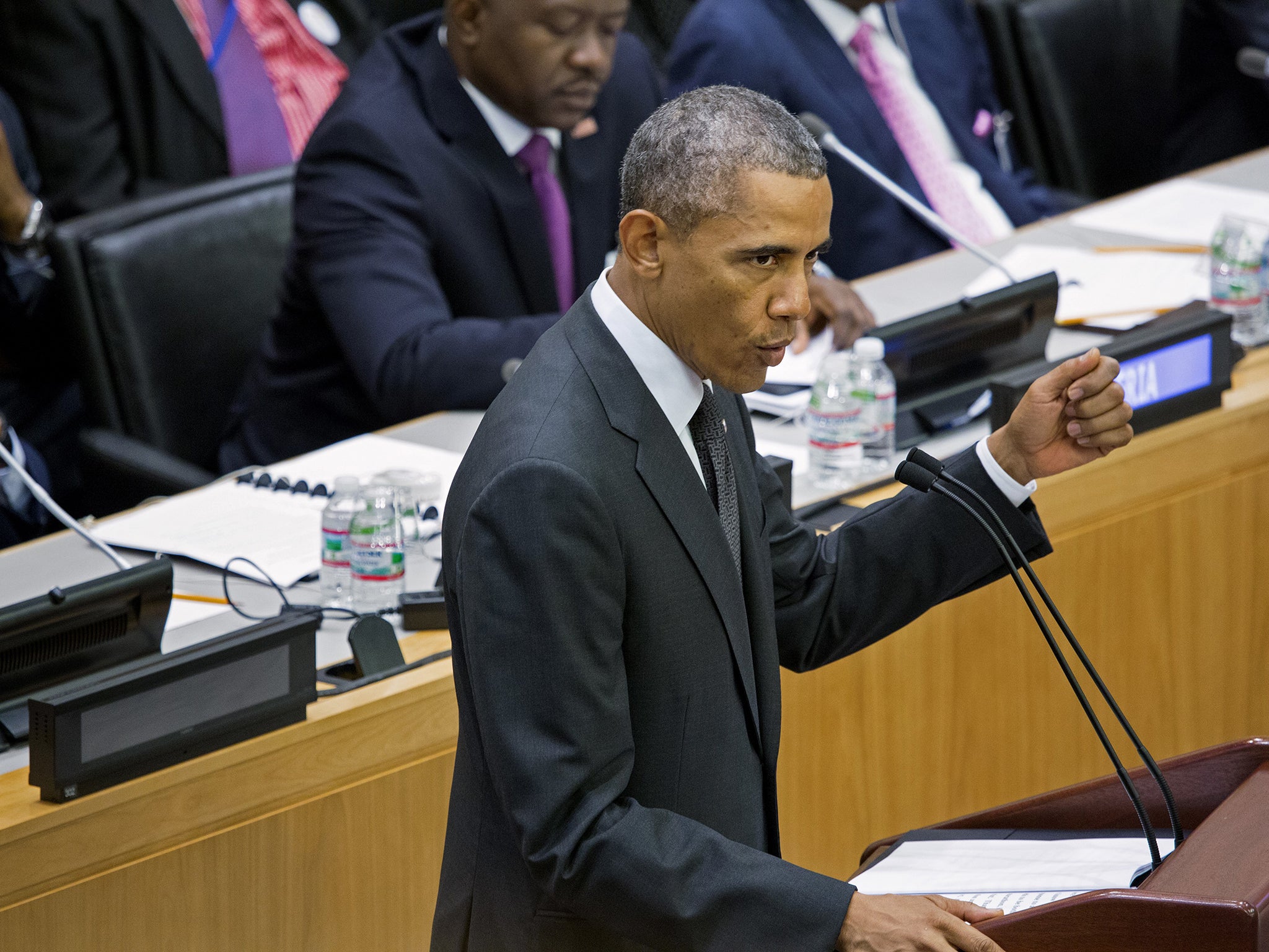 President Barack Obama speaks at a high level meeting on the Ebola outbreak