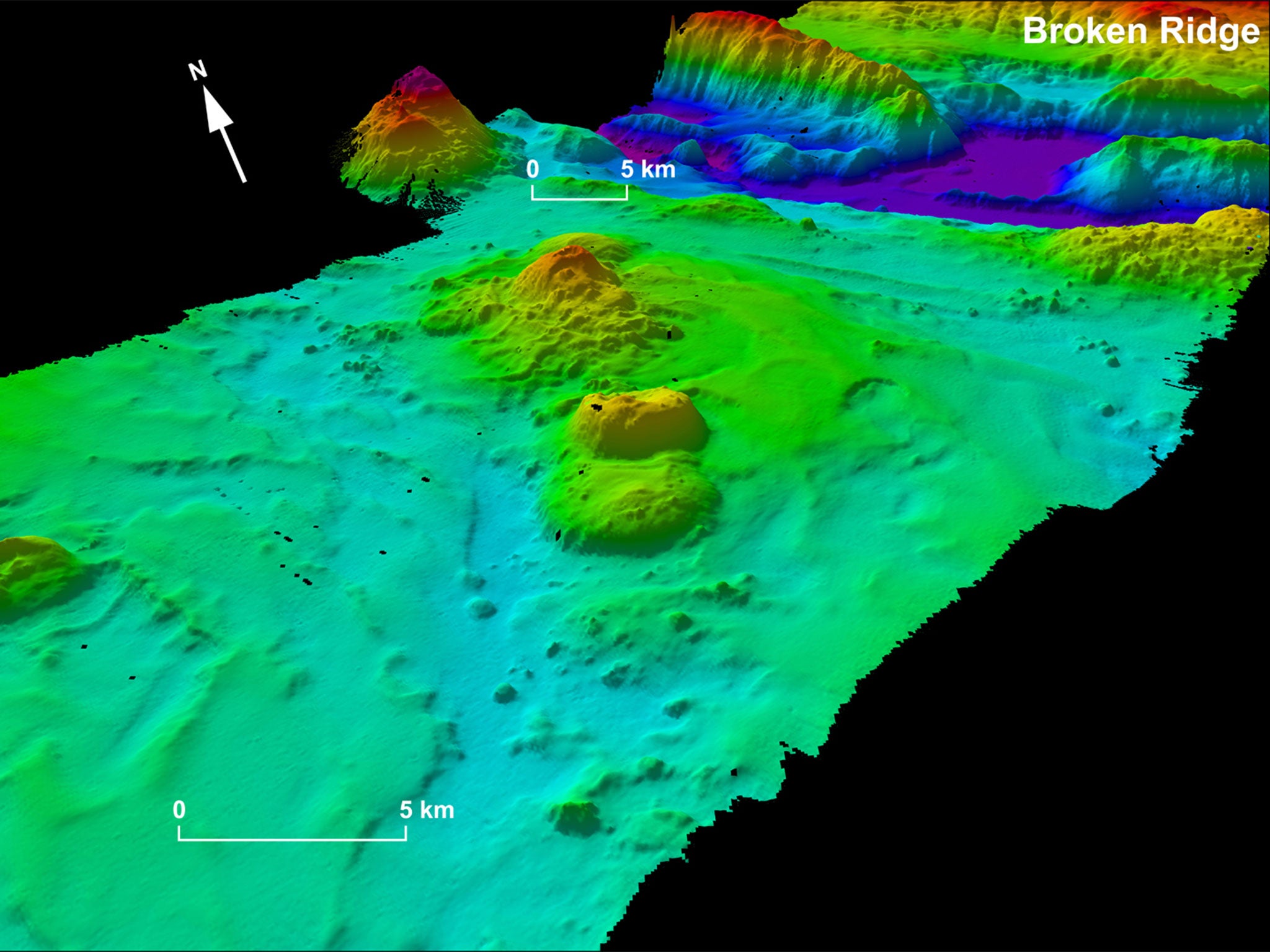 A 3D map of the Indian Ocean floor created as part of the search mission for the missing Malaysia airlines plane