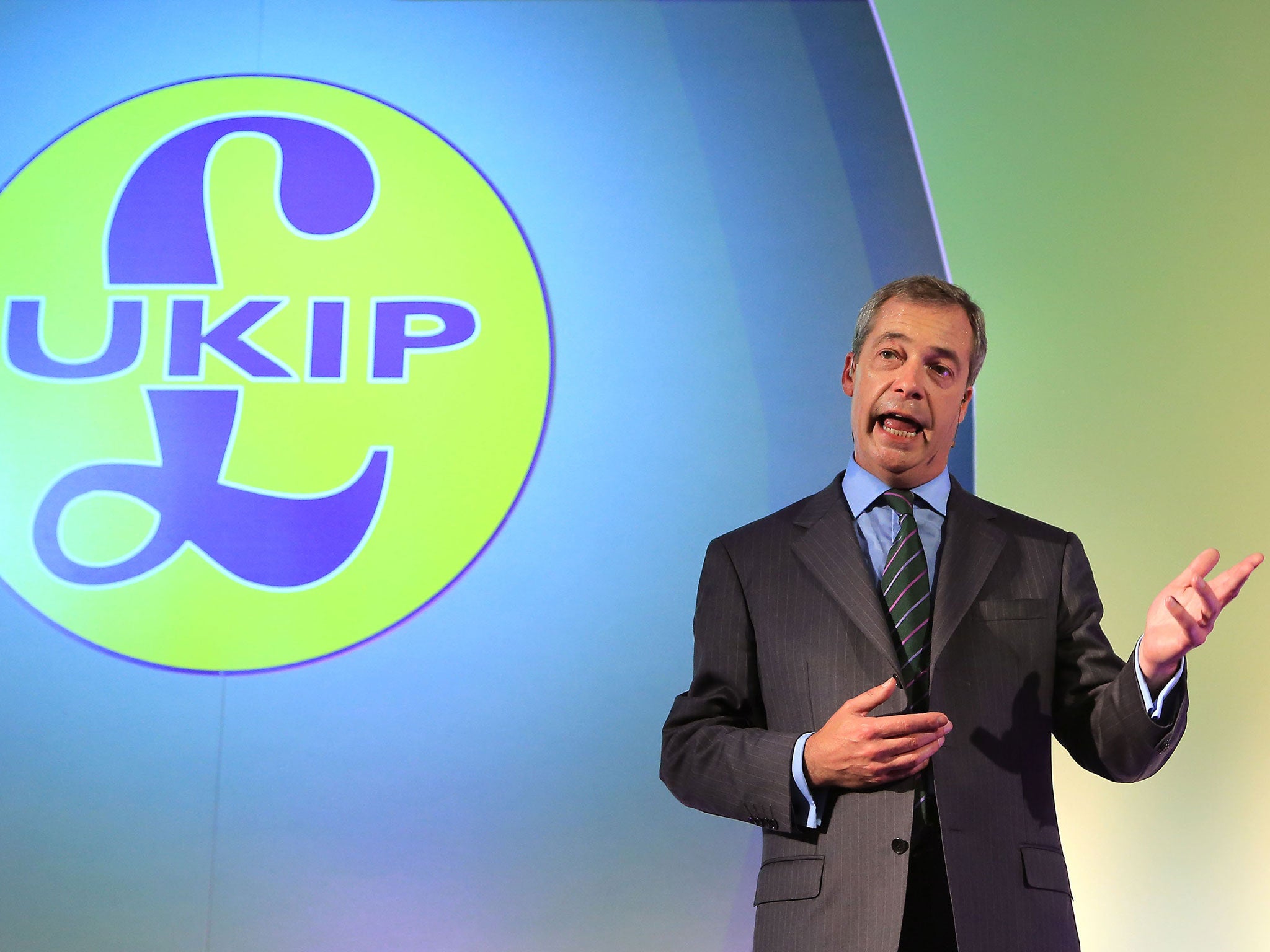 Ukip leader Nigel Farage delivers his key note speech during the Ukip annual conference at Doncaster racecourse in South Yorkshire