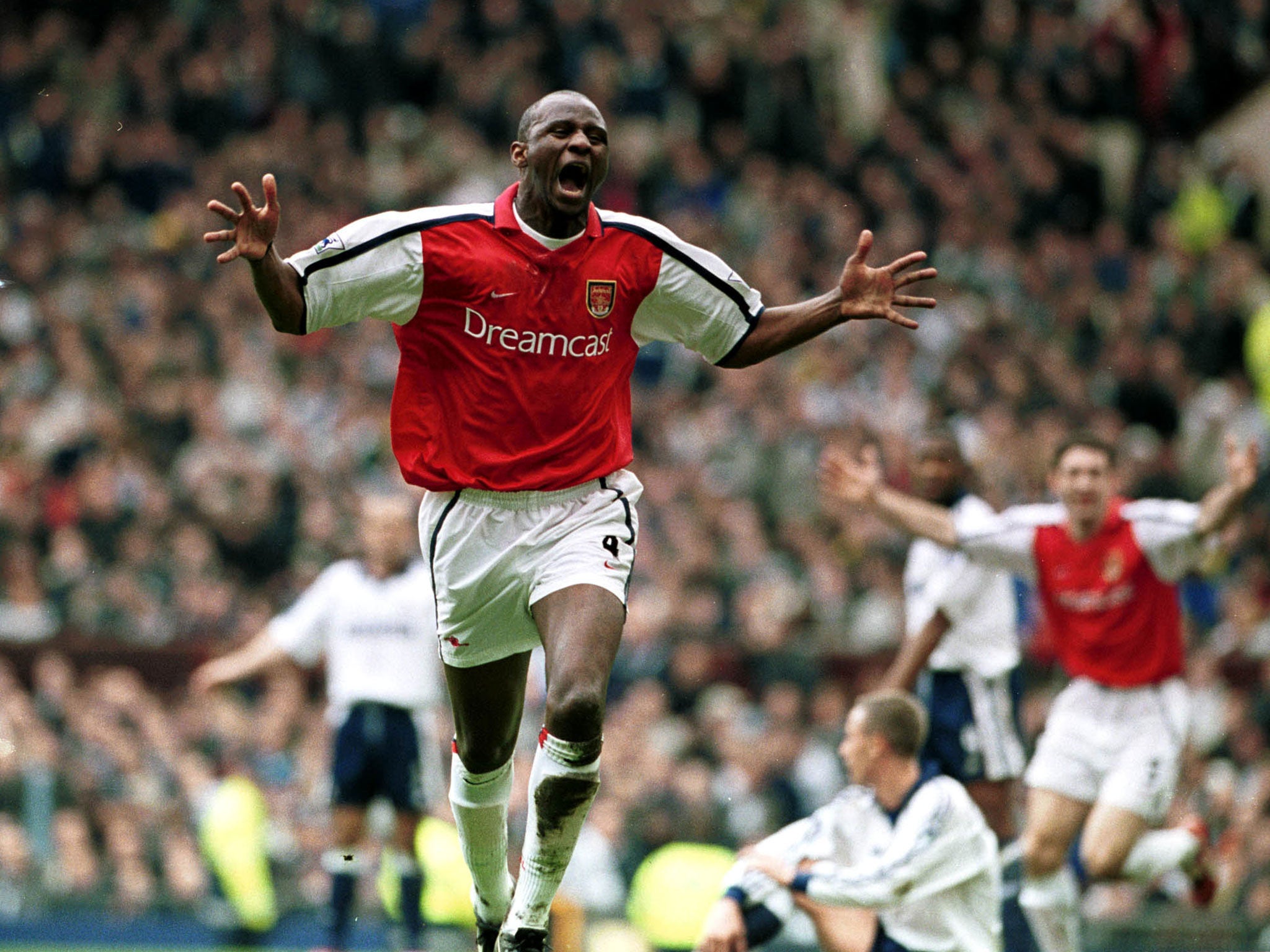 Vieira after scoring for Arsenal against Spurs in 2001