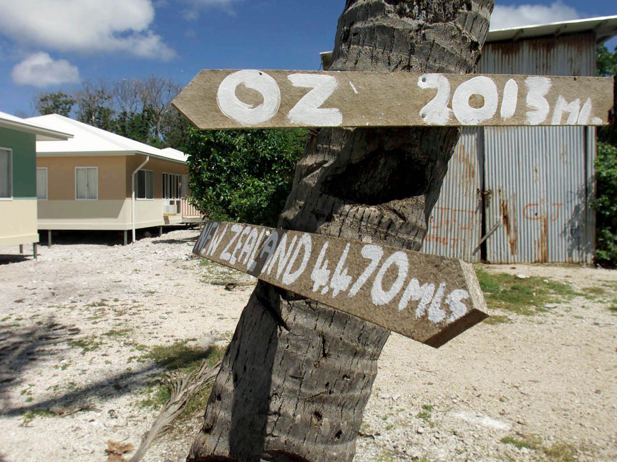 A sign outside the Nauru Anaoe Village