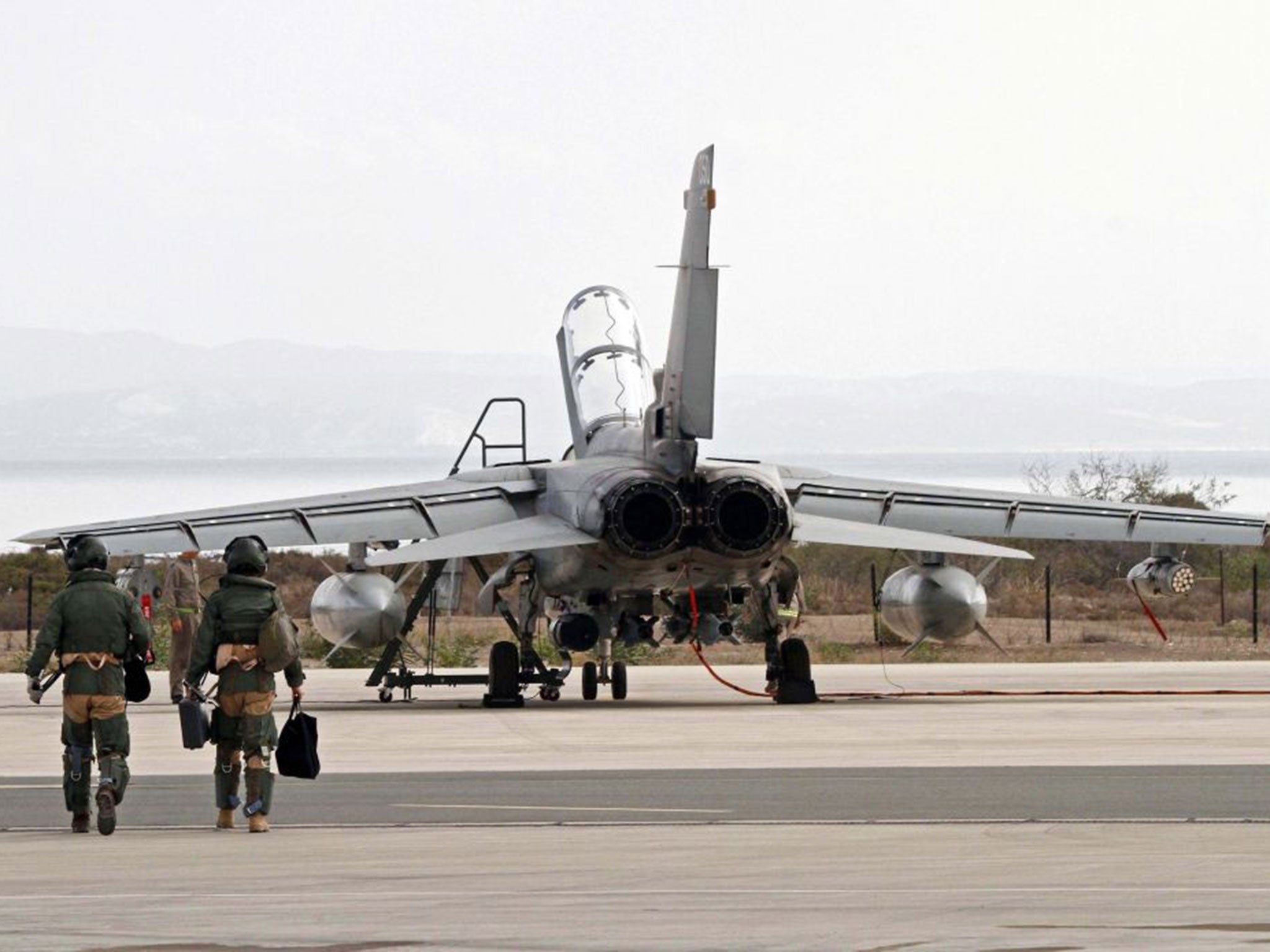 An RAF Tornado jet prepares to fly from Cyprus to Iraq