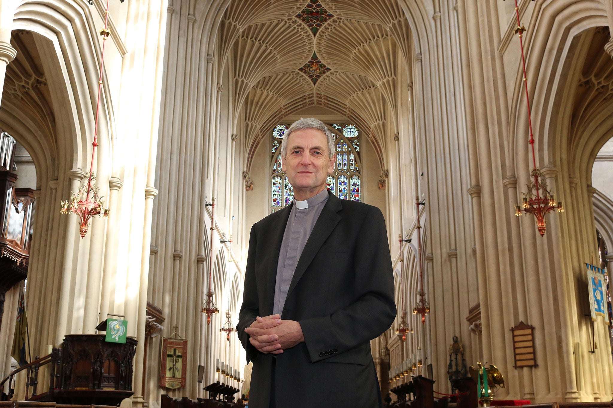 The Rector of Bath Abbey, Rev Edward Mason, in the Abbey