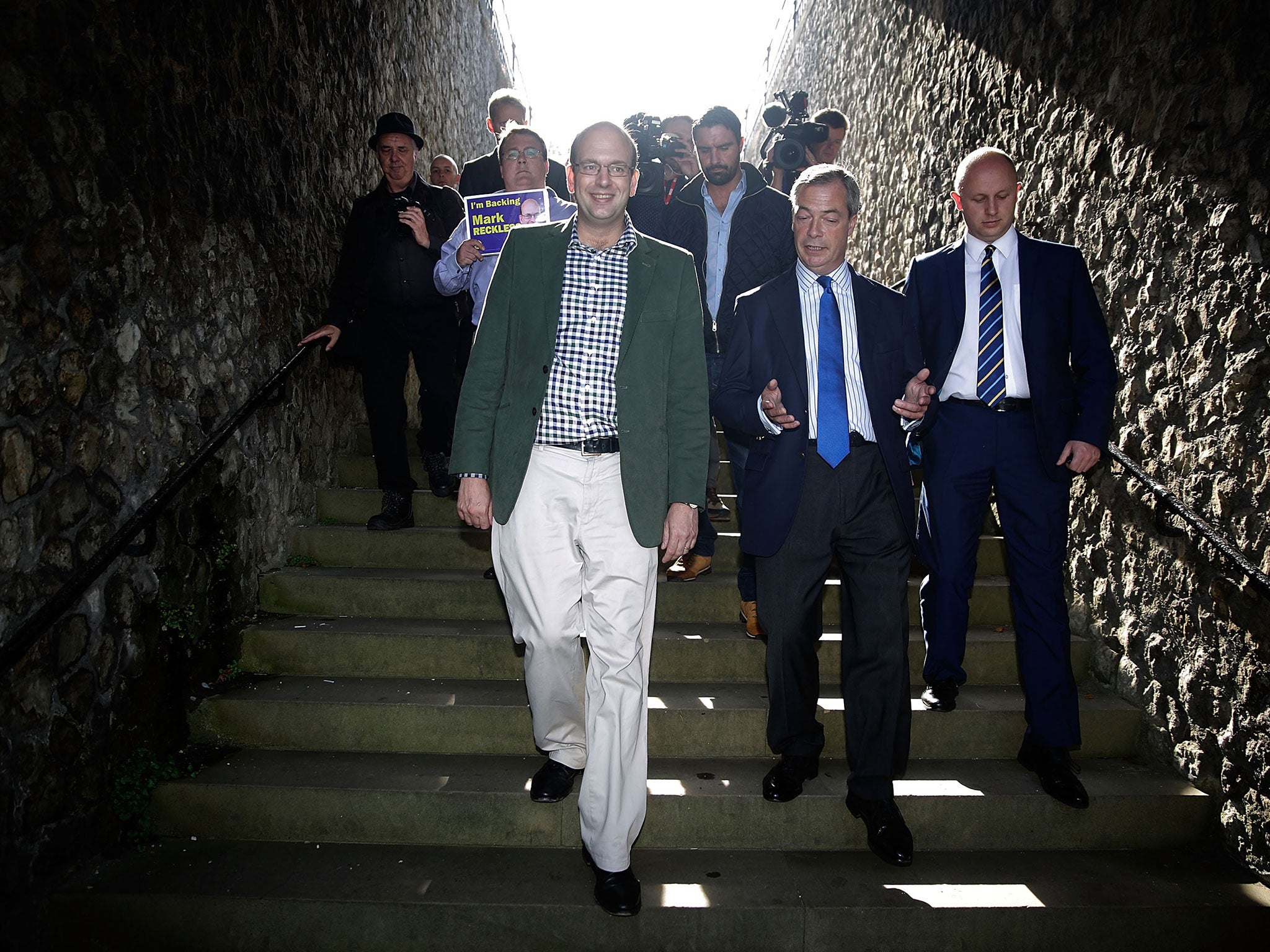 Former Conservative MP Mark Reckless, left, with Ukip leader Nigel Farage in Rochester