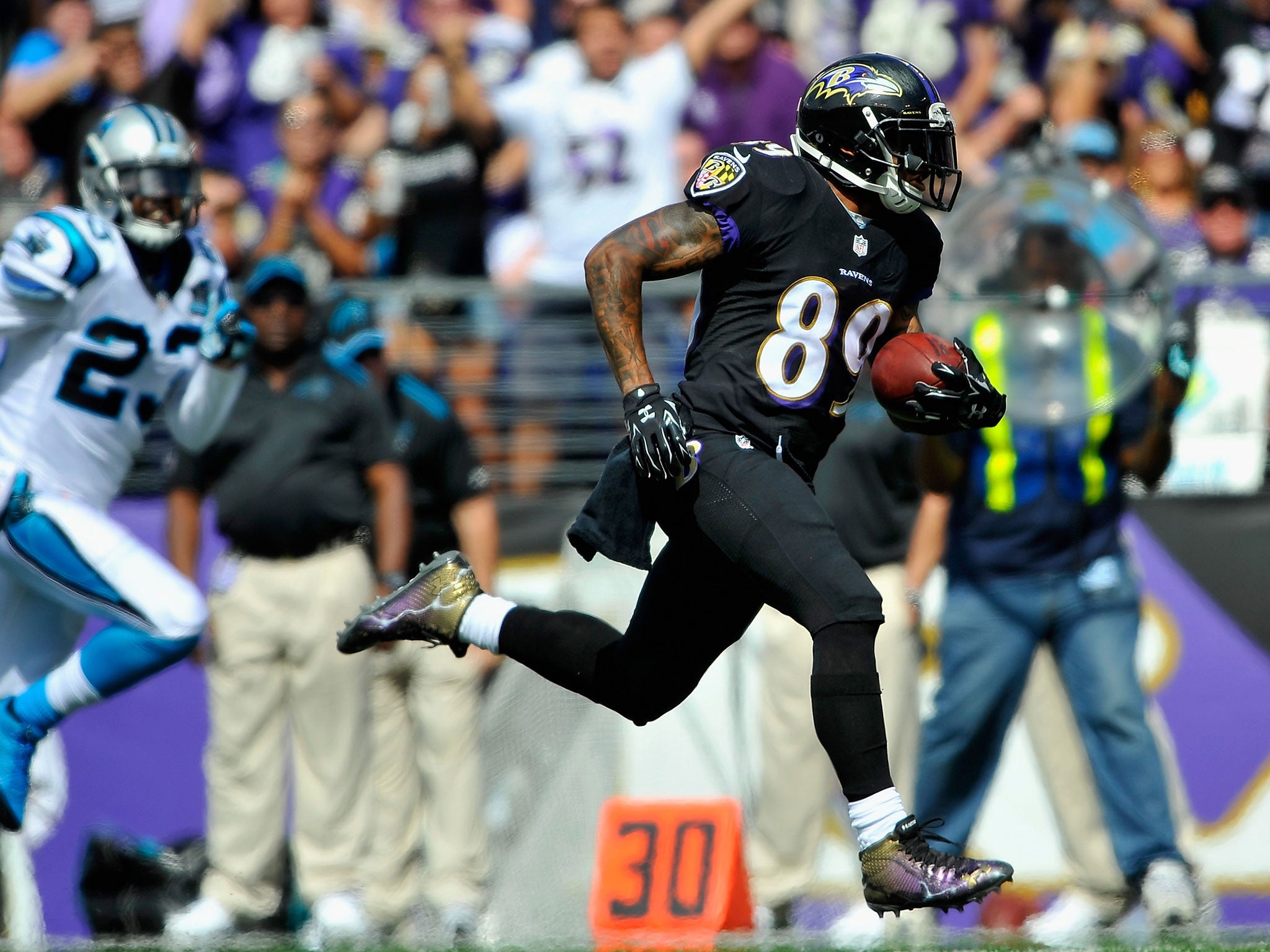 Steve Smith leads the way as Baltimore Ravens rout Carolina Panthers 38-10