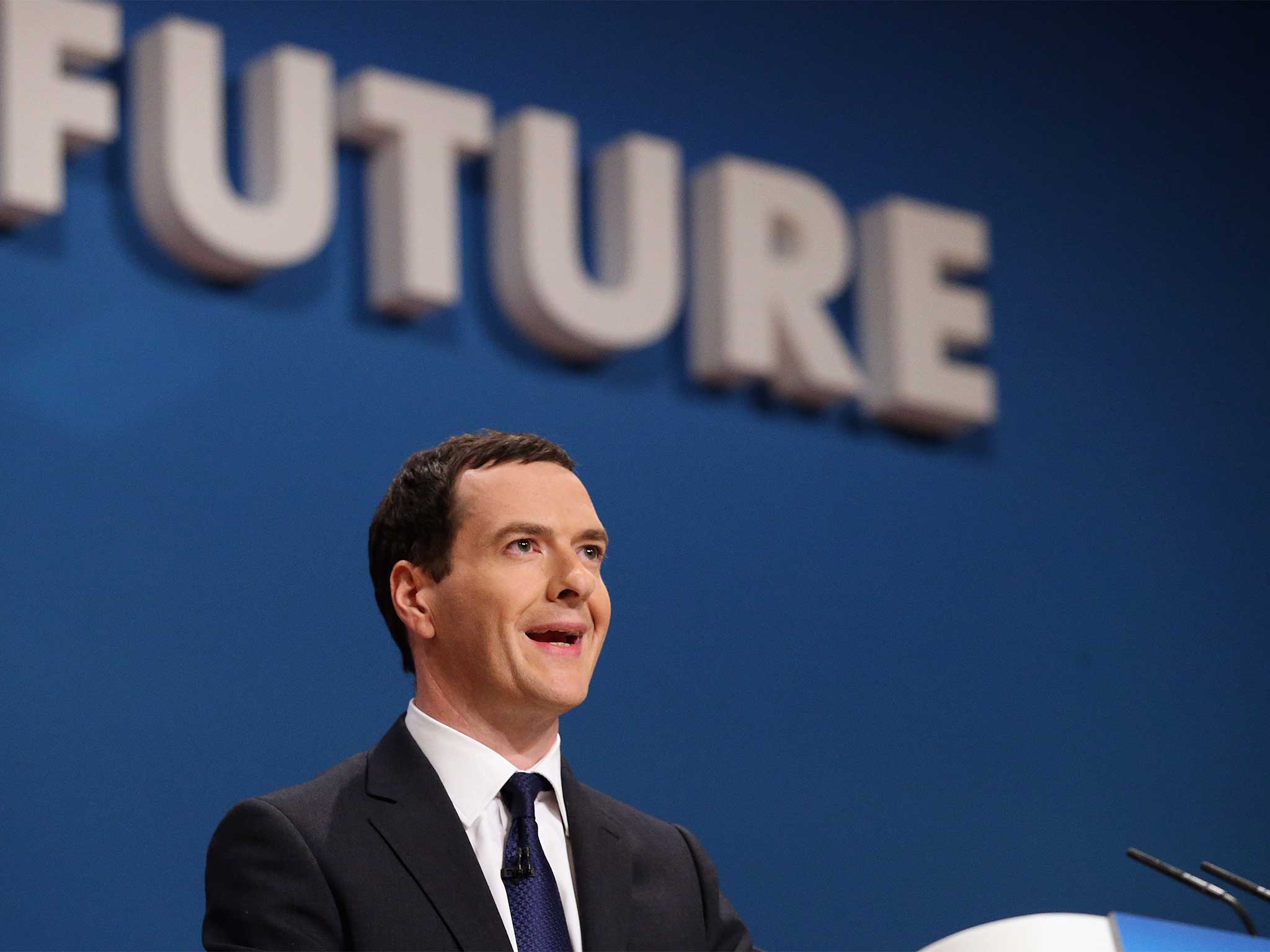 The Chancellor of the Exchequer George Osborne addresses the Conservative party conference