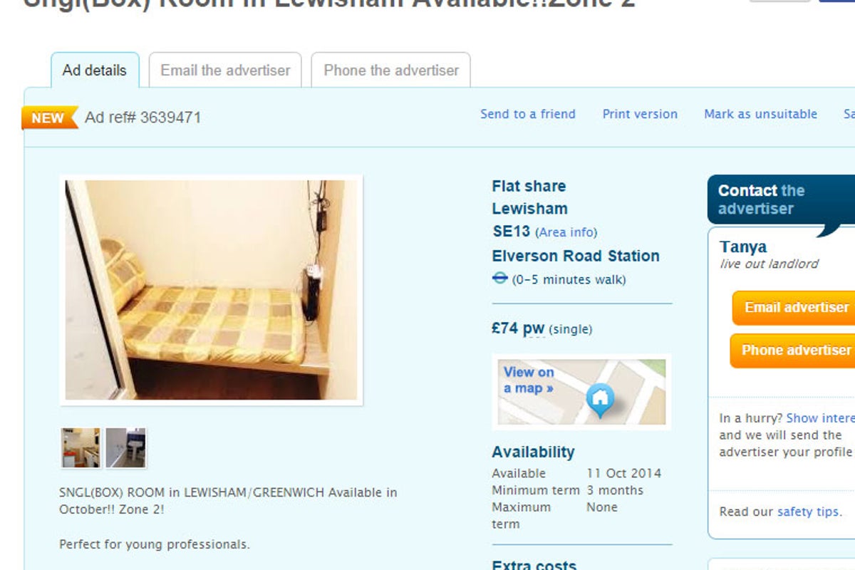 What does £74-per-week rent in London get you? A desk as a bed, in a ...