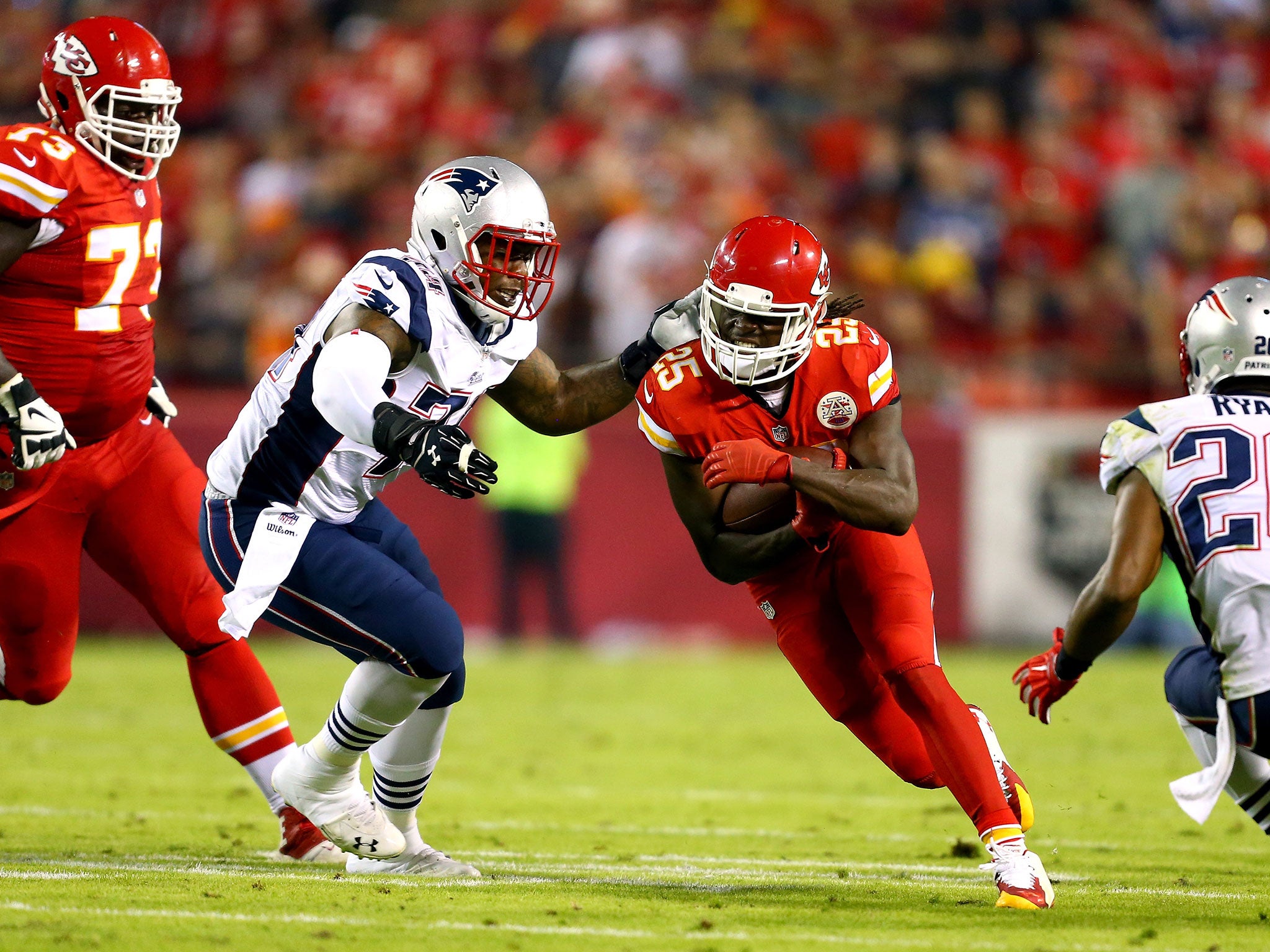Kansas running-back Jamaal Charles makes a run on his way to a touchdown