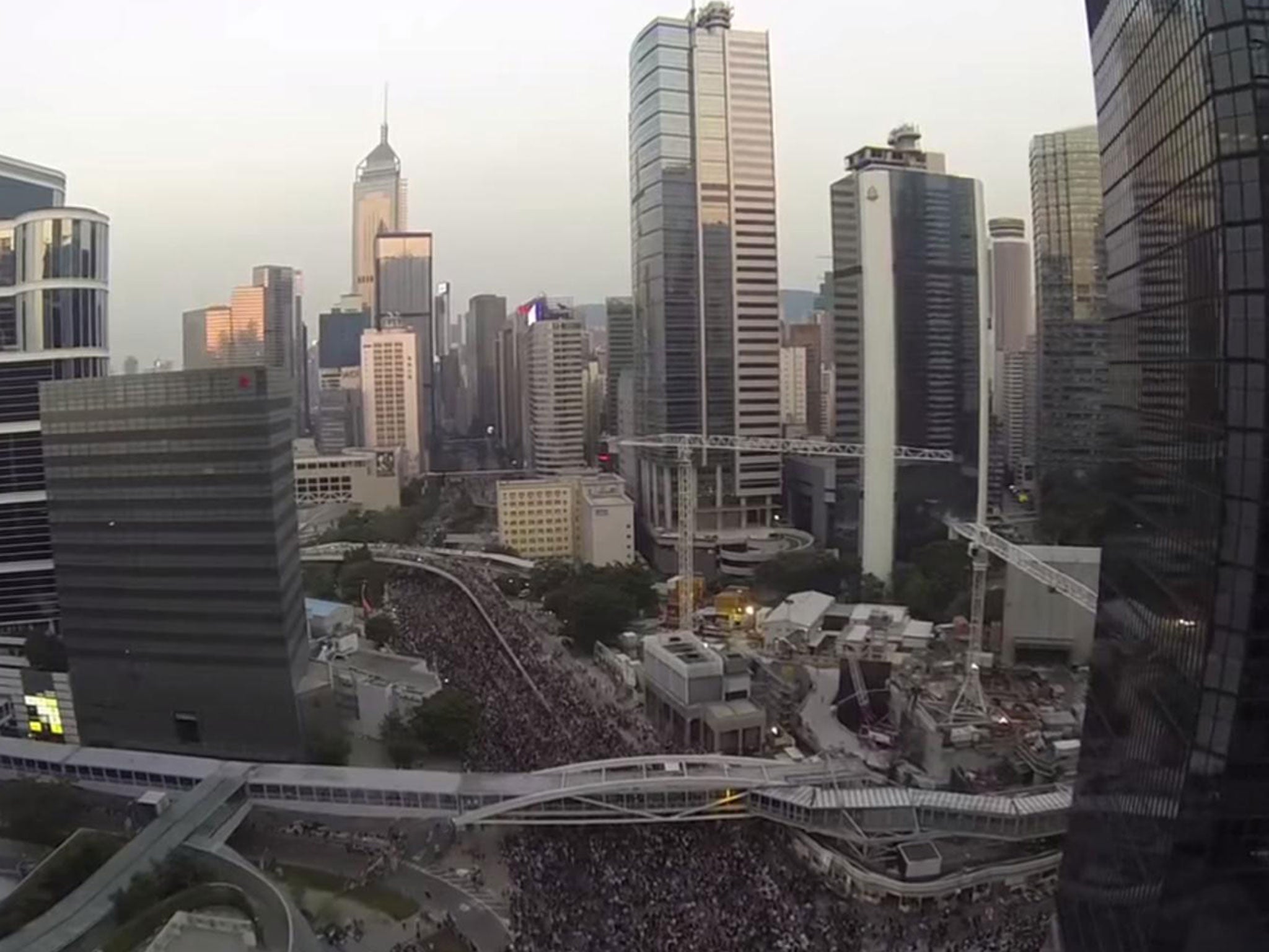 Drone footage of the pro-democracy protests in Hong Kong