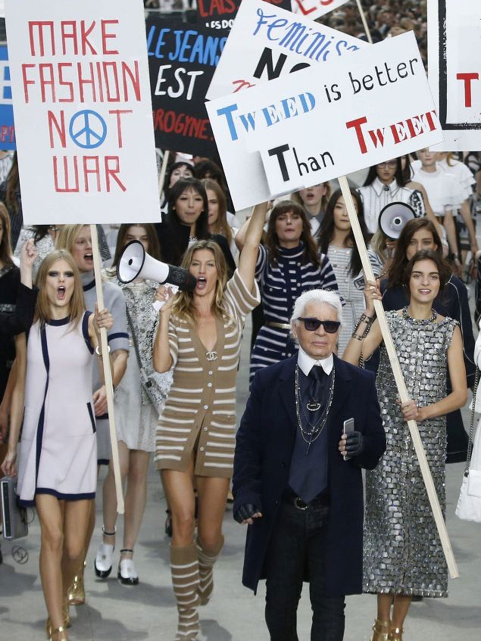 Paris Fashion Week Chanel: Cara Delevingne Leads Faux Feminist Protest