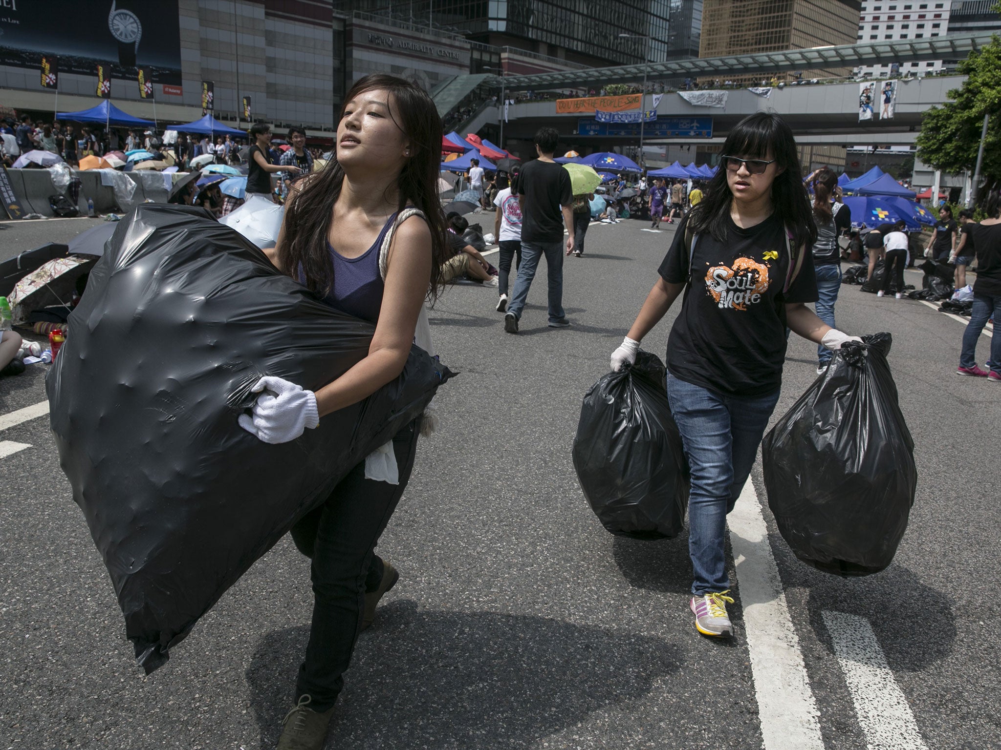 Protesters cleaning up has been a unique aspect of these demonstrations