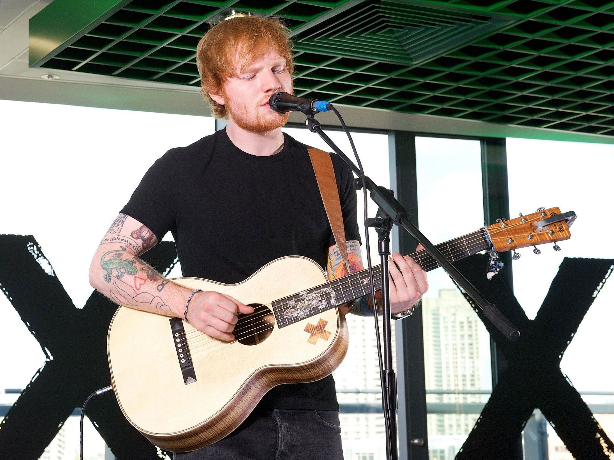 Ed Sheeran performs at his Amazon Front Row event on Tuesday 30 September