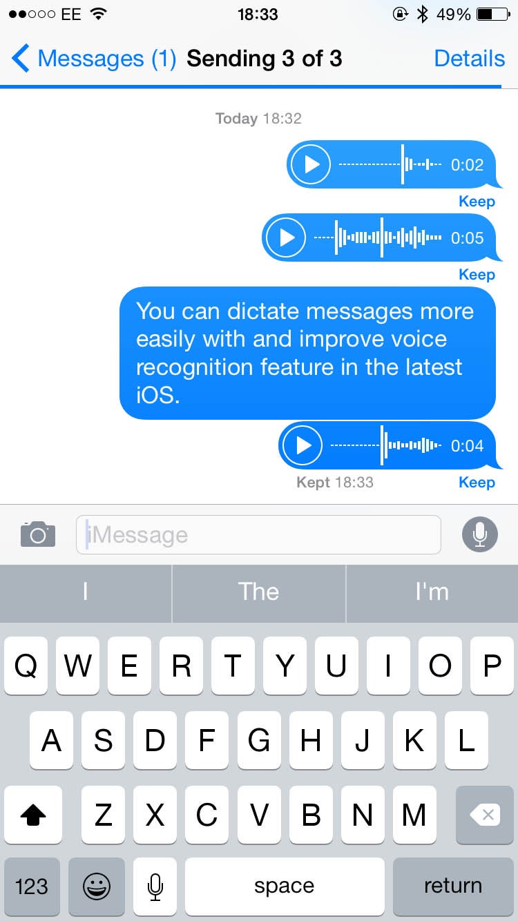 iOS 8 allows for easy message dictation