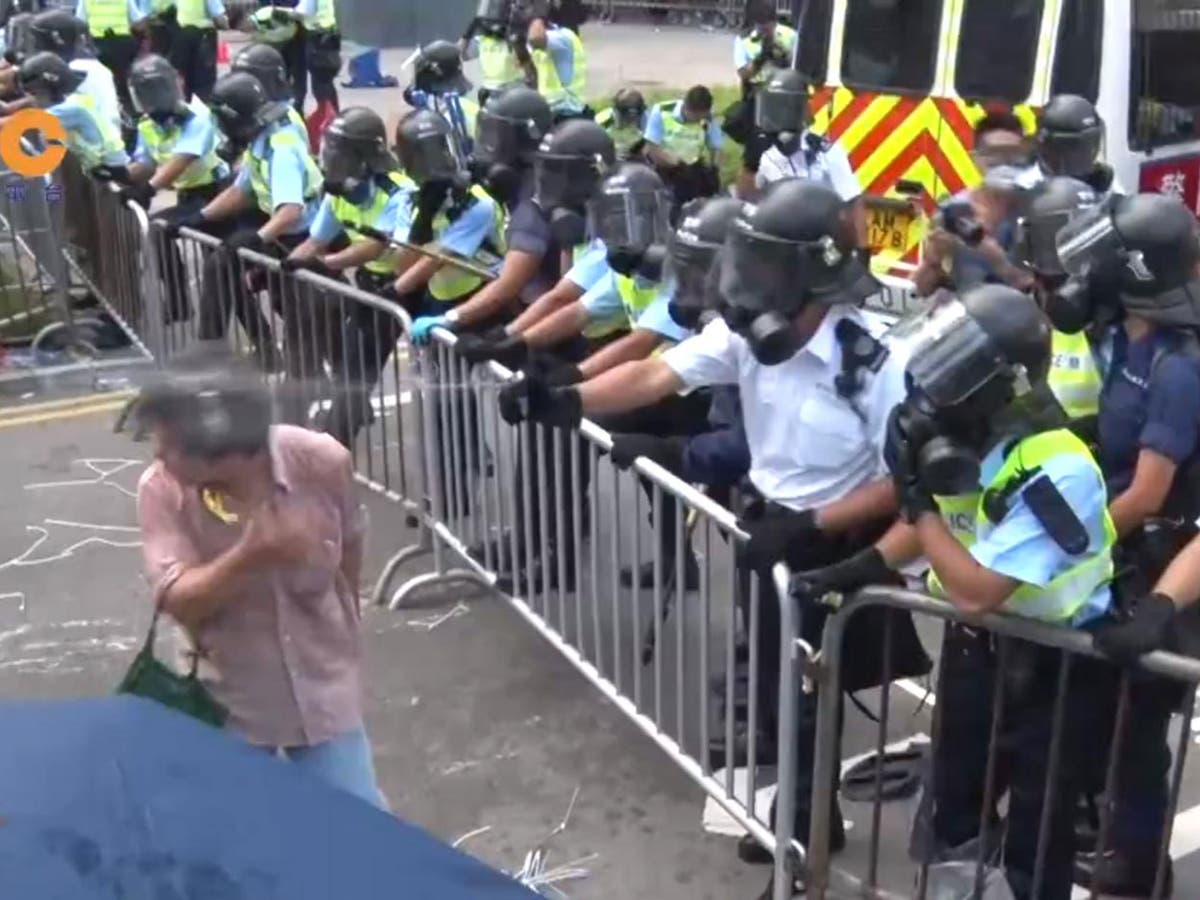 Hong Kong protests Shocking video shows police pepper spraying elderly