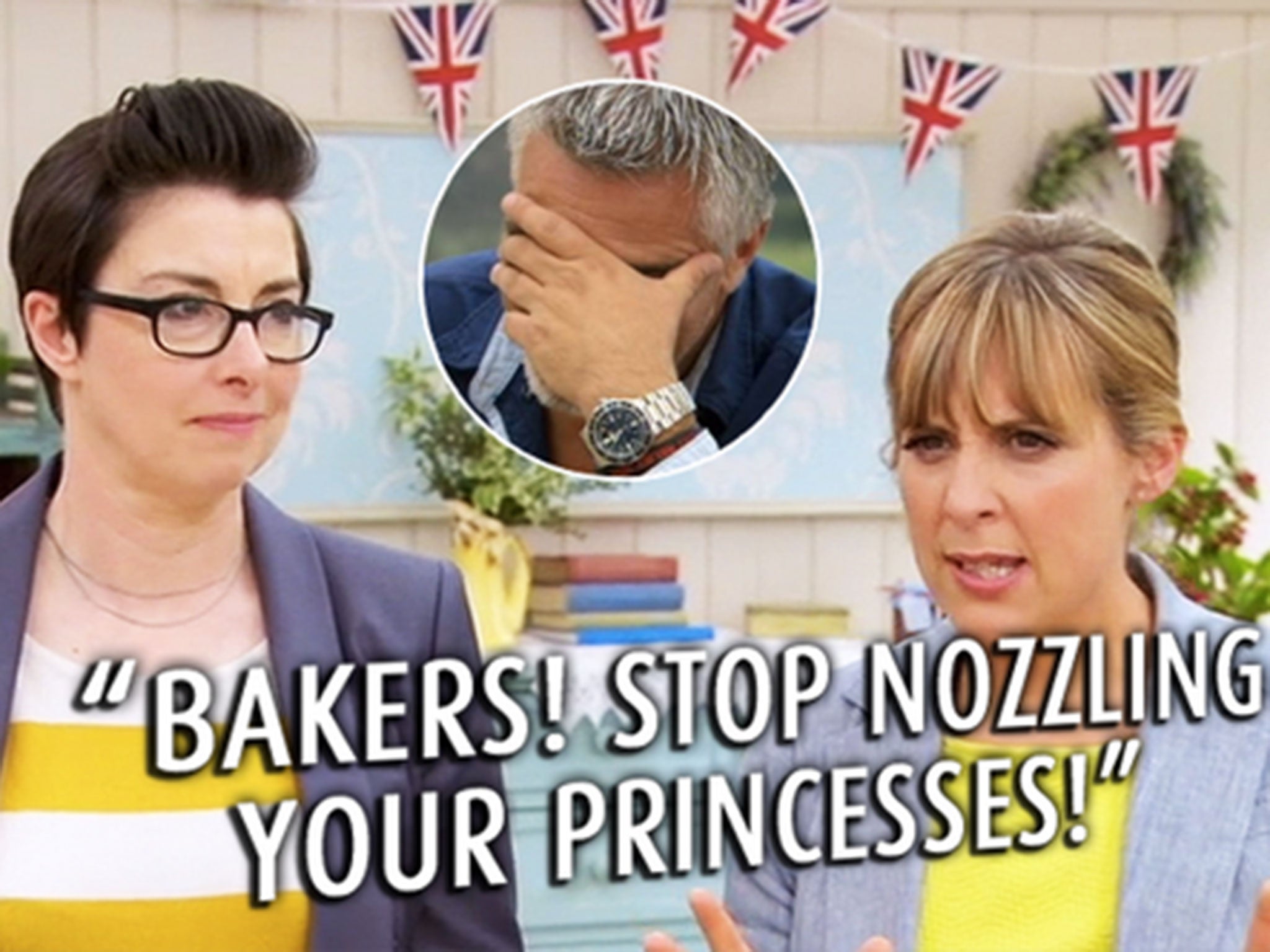 Hosts Mel and Sue offer up a relentless stream of puns and innuendos every week, much to Paul Hollywood's feigned despair (he loves it really)