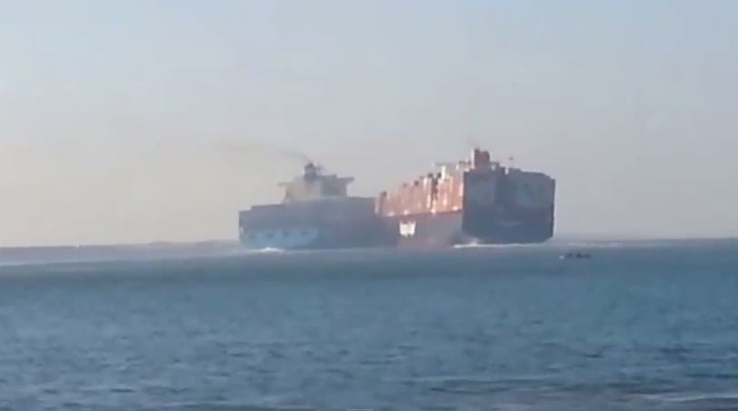 Two container ships on the Suez Canal crashed on Monday