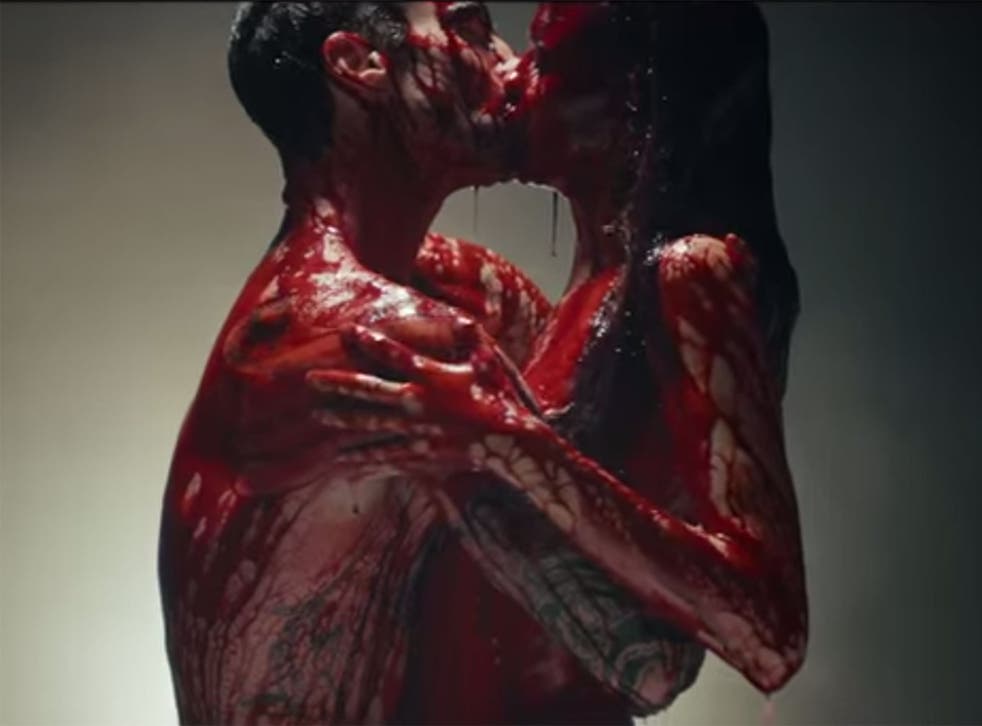 A still from Maroon 5's shocking 'Animals' music video
