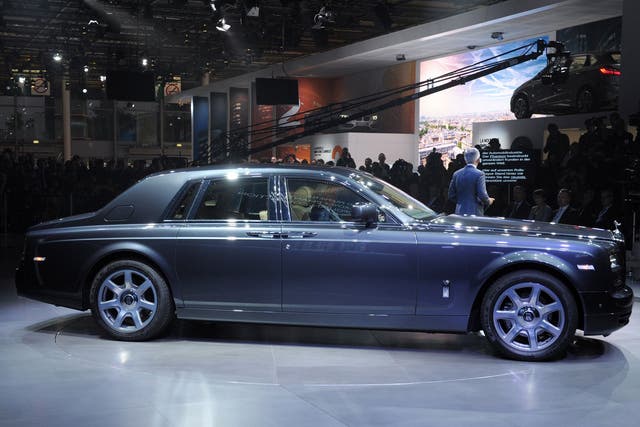 A Rolls-Royce Phantom Metropolitan is displayed at the 2014 Paris Auto Show on 2 October, 2014, in Paris, on the first of two press days