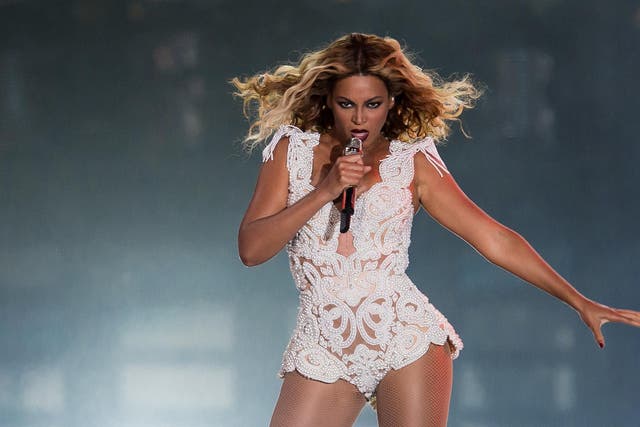Singer Beyonce performs on stage during a concert in the Rock in Rio Festival in Rio de Janeiro, Brazil.