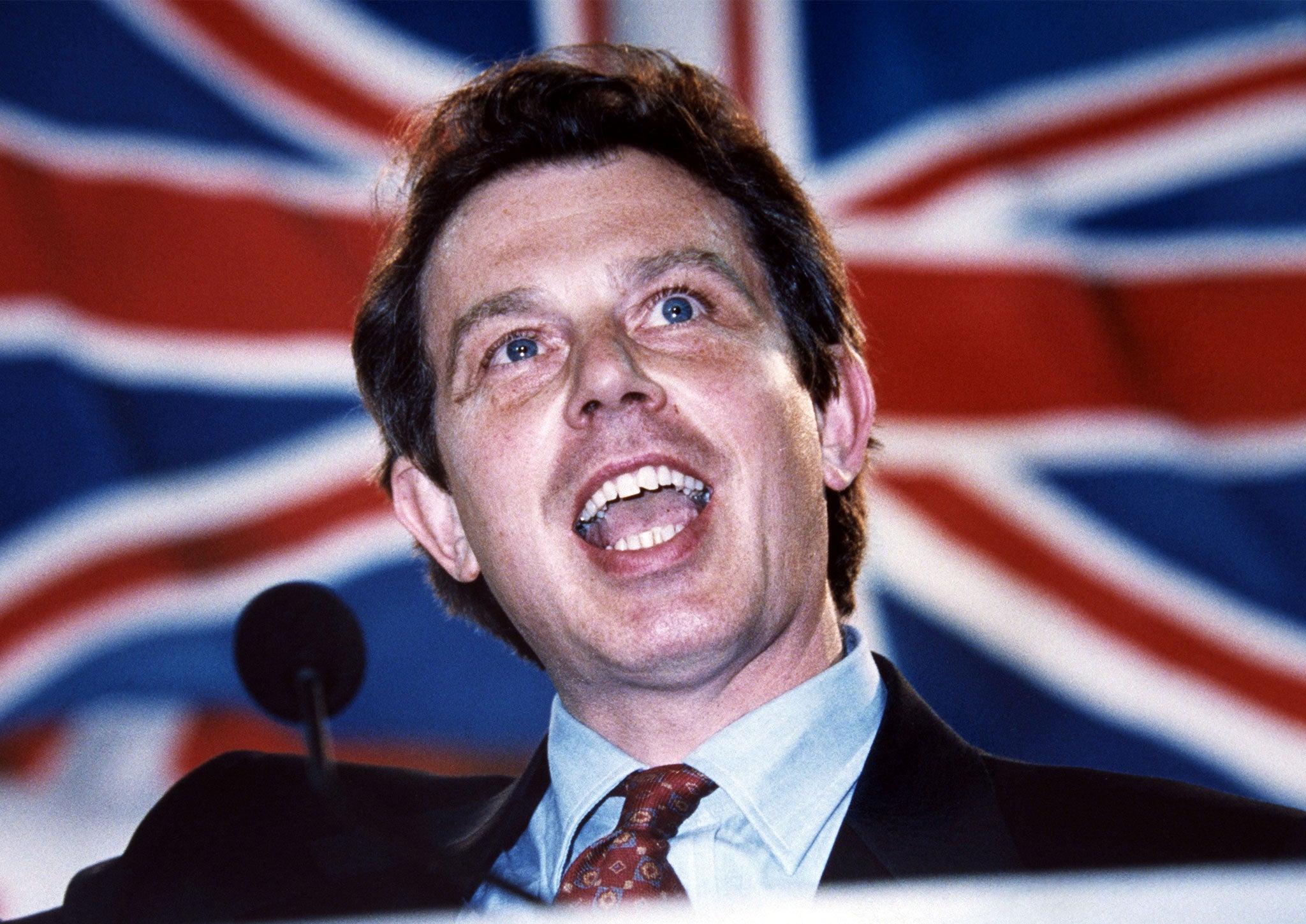 Tony Blair gives a speech in 1996