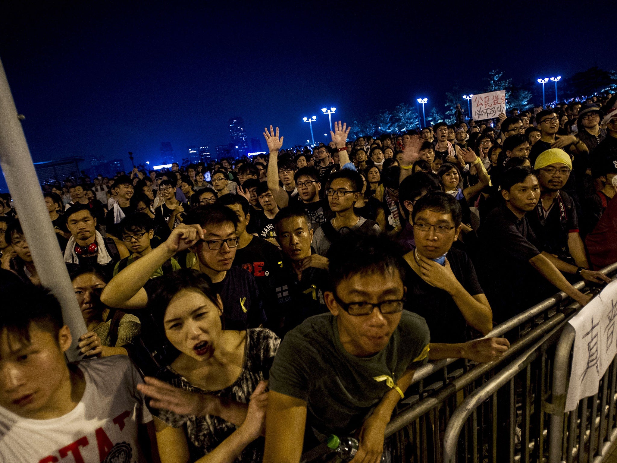 Pro-democracy protesters gather outside Government Office at Admiralty district in Hong Kong