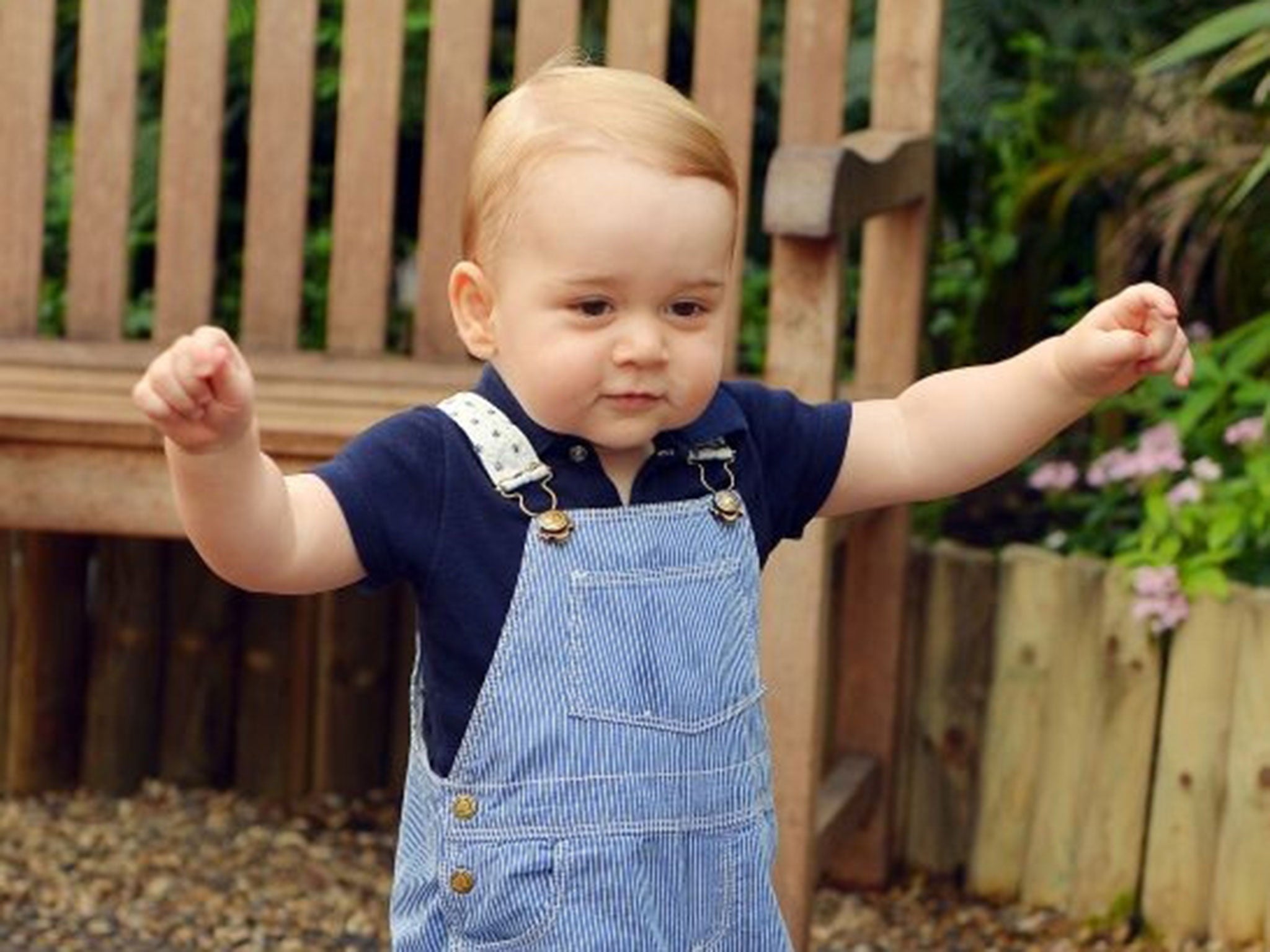 Prince George's pictured on his first birthday at the Natural History Museum, London