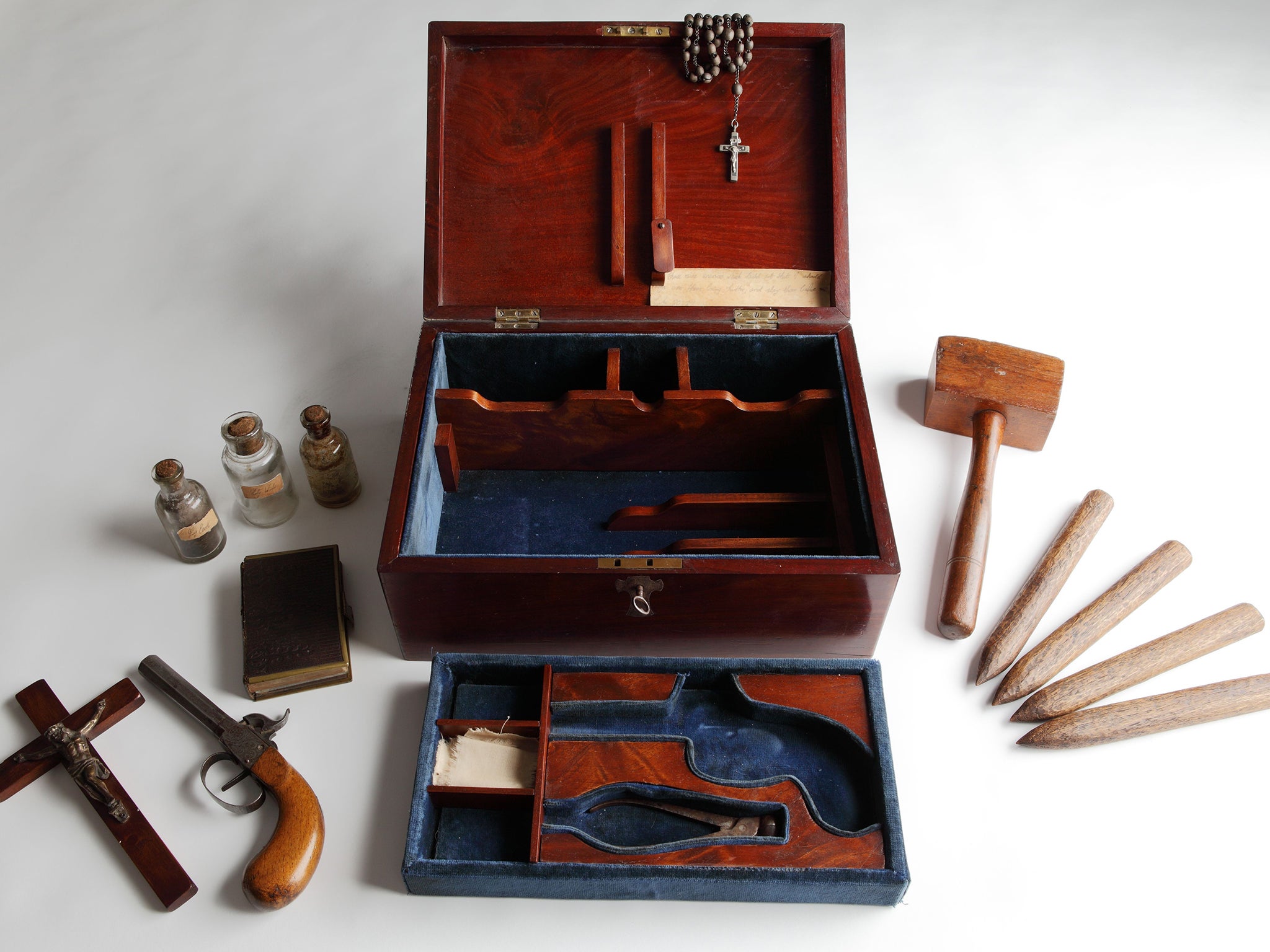 A Victorian vampire slaying kit on display in 'Terror and Wonder: The Gothic Imagination exhibition' at the British Library