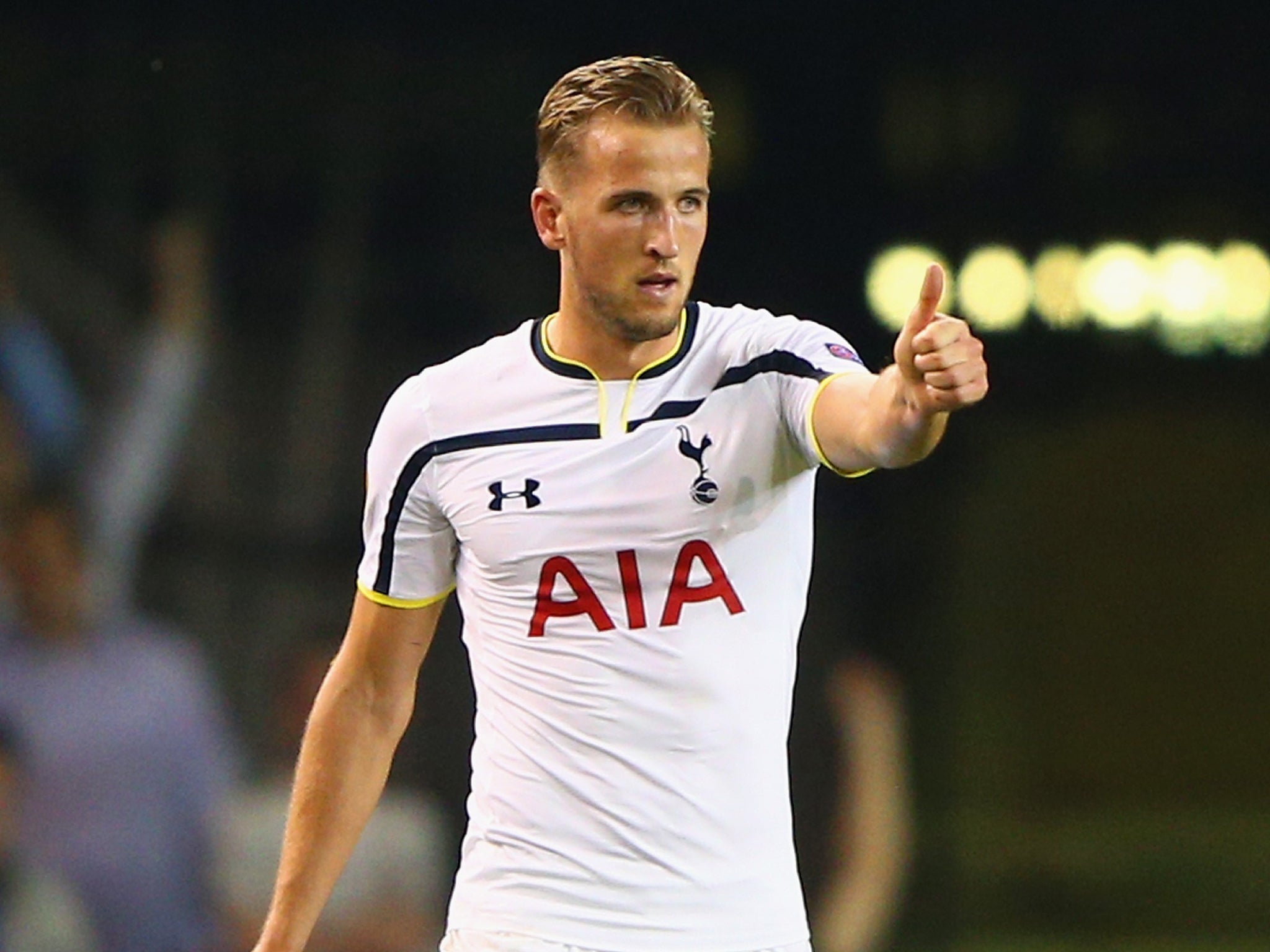 Harry Kane gives the thumbs up after putting Spurs ahead in the 27th minute