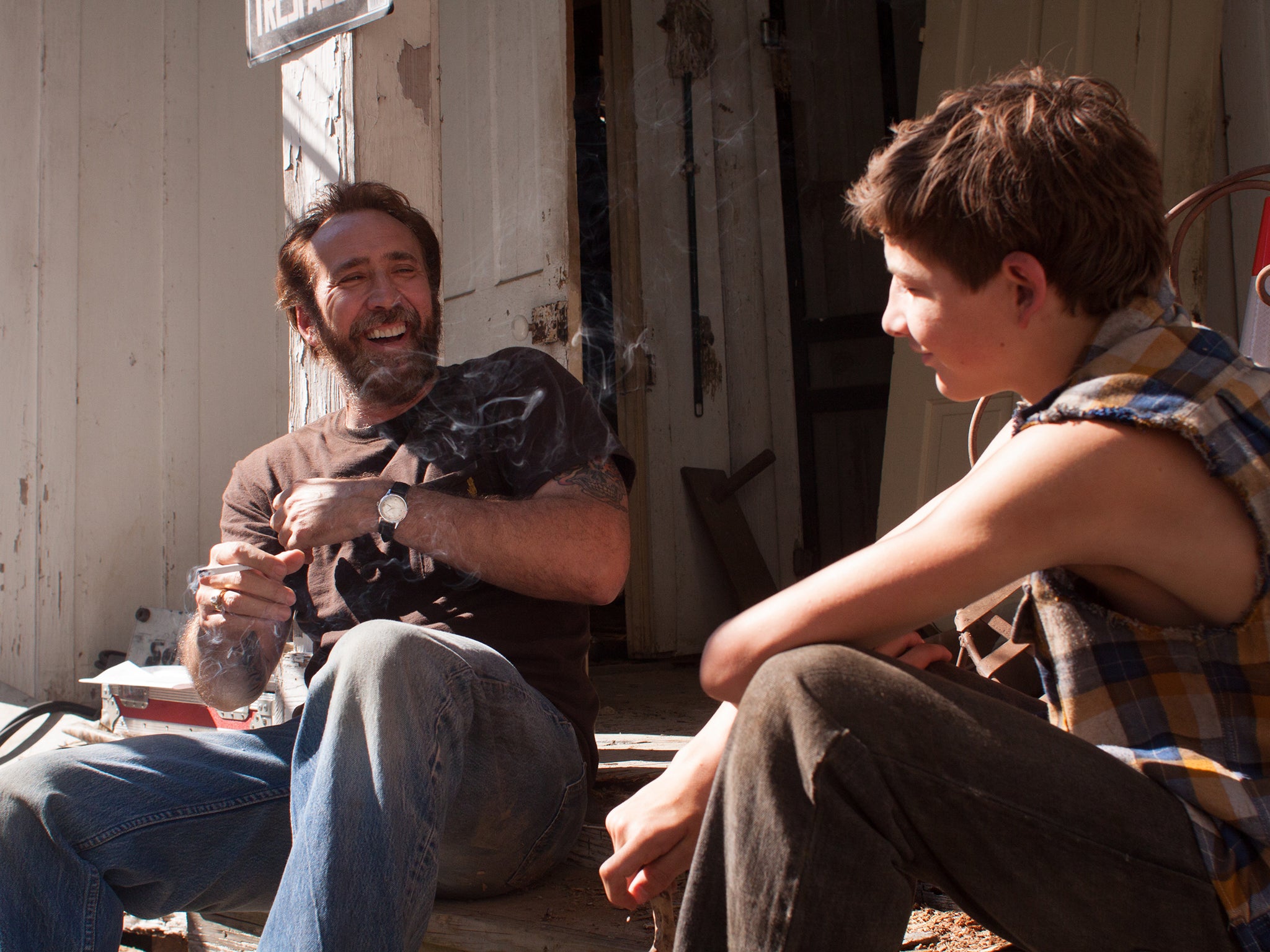 Nicholas Cage and Tye Sheridan in the movie Joe