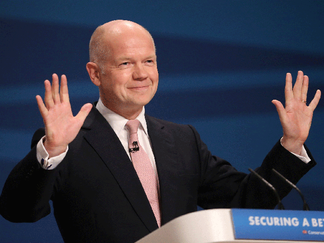 William Hague, addresses delegates at the Conservative party conference for the last time in his political career in Birmingham 