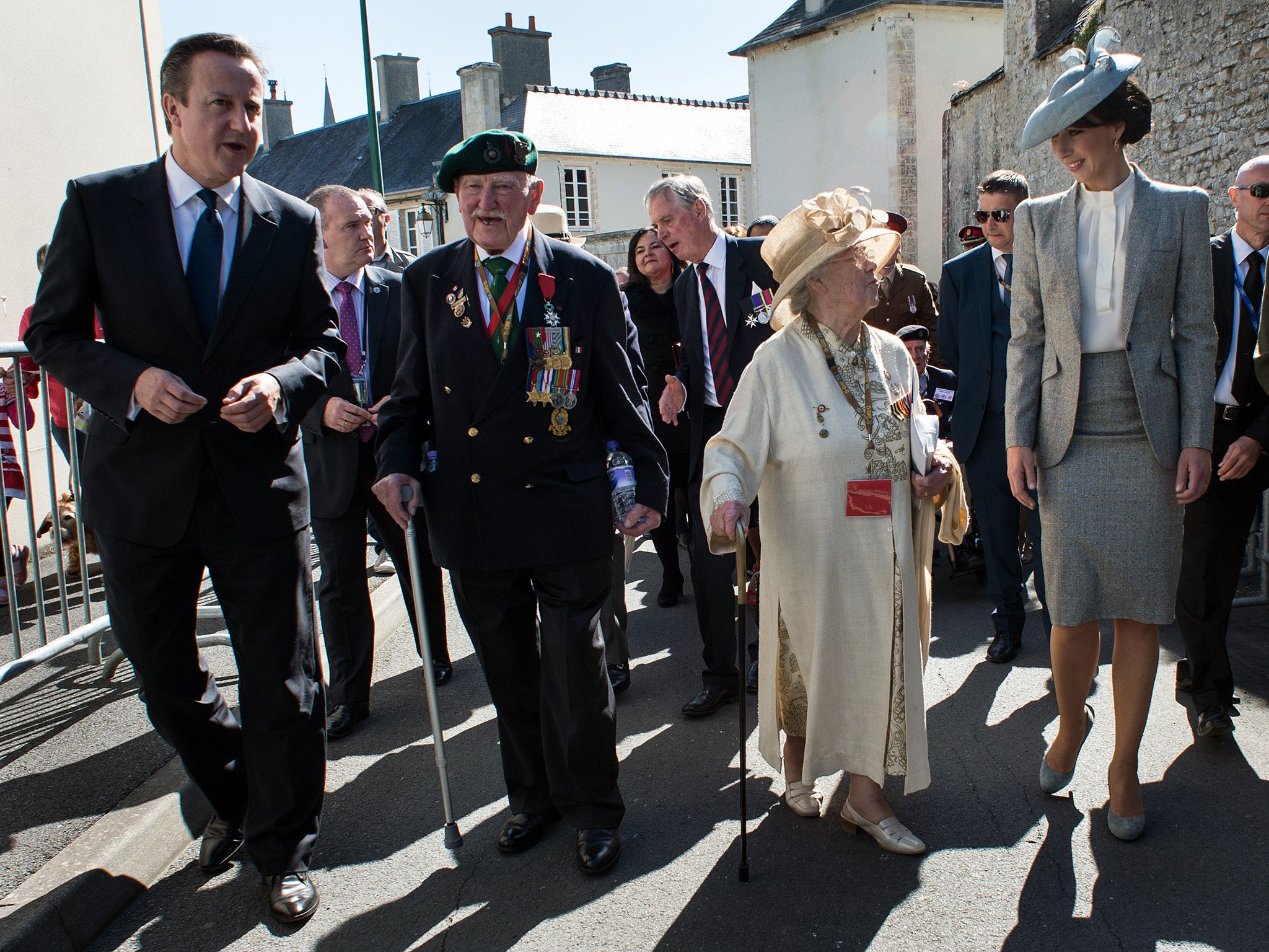 Prime Minister David Cameron and Samantha Cameron talking with D-Day veteran Patrick Churchill and his wife Karin in Bayeux, France, after Mr Cameron revealed his best moment of the year was visiting the D Day memorials in France with his constituent, Pat