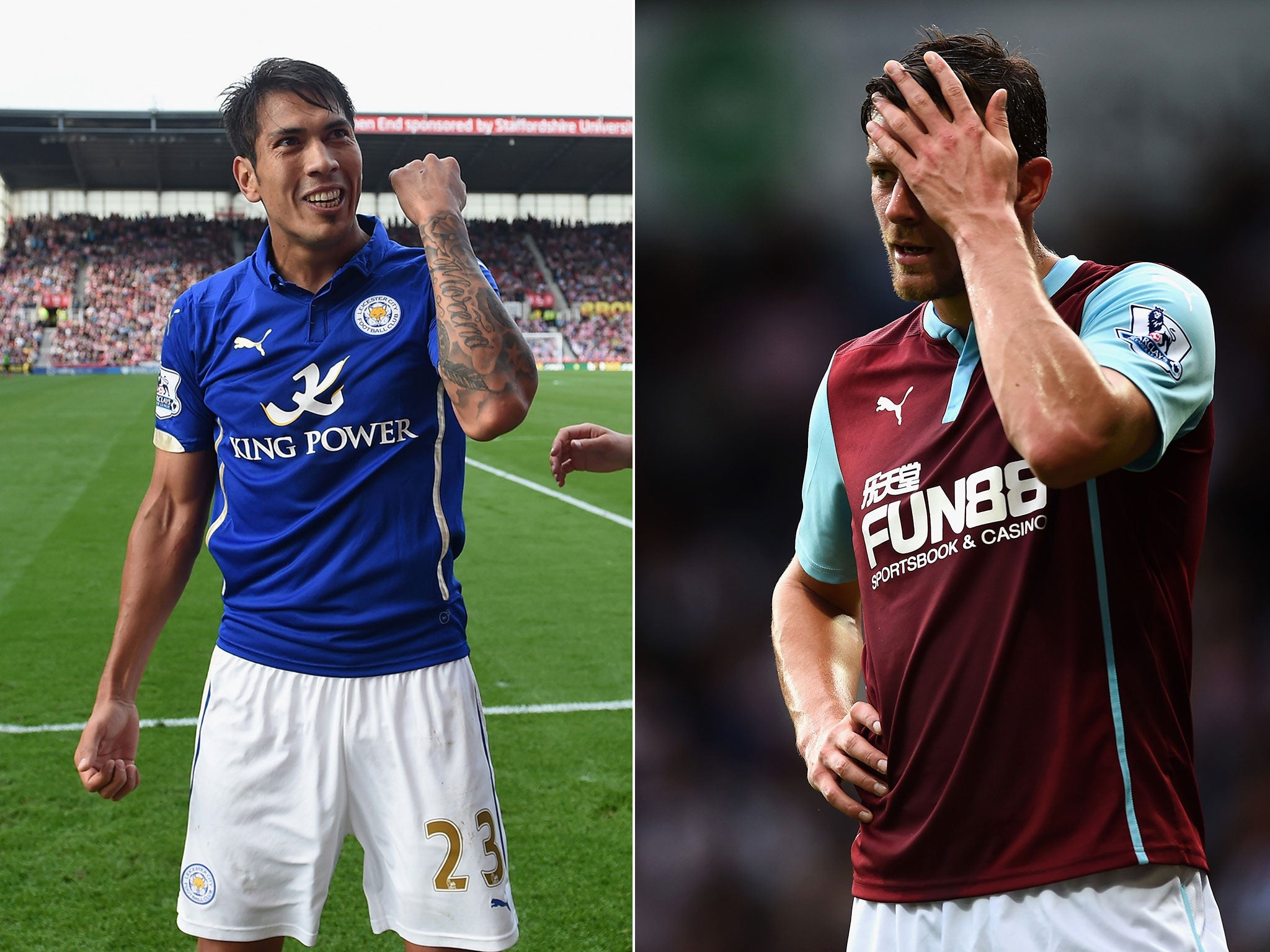Leonardo Ulloa (far left) has excelled for Leicester this season while Burnley have missed the goals of Sam Vokes and the likes of Lukas Jutkiewicz (right) have failed to find the net