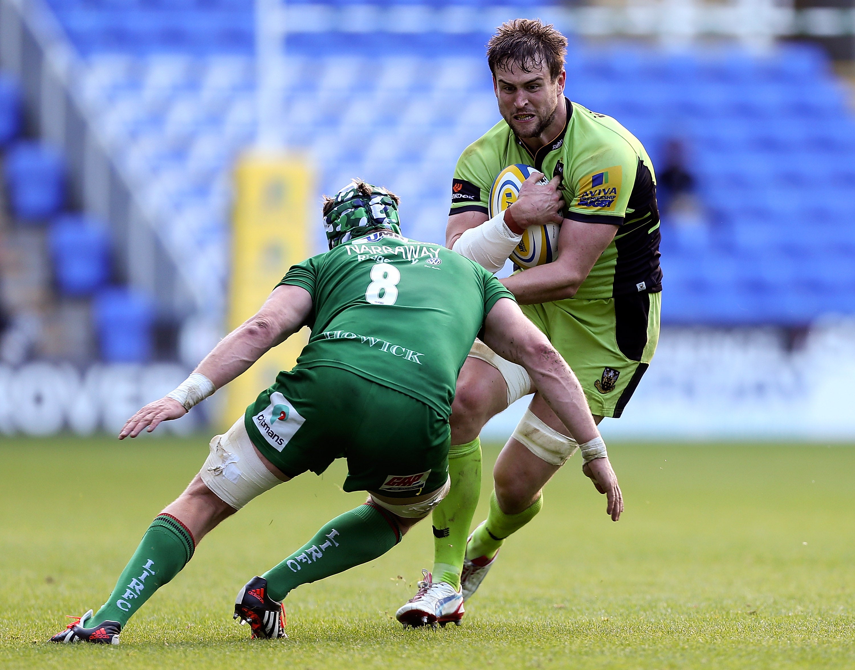 Jon Fisher goes on a run through the Irish defence