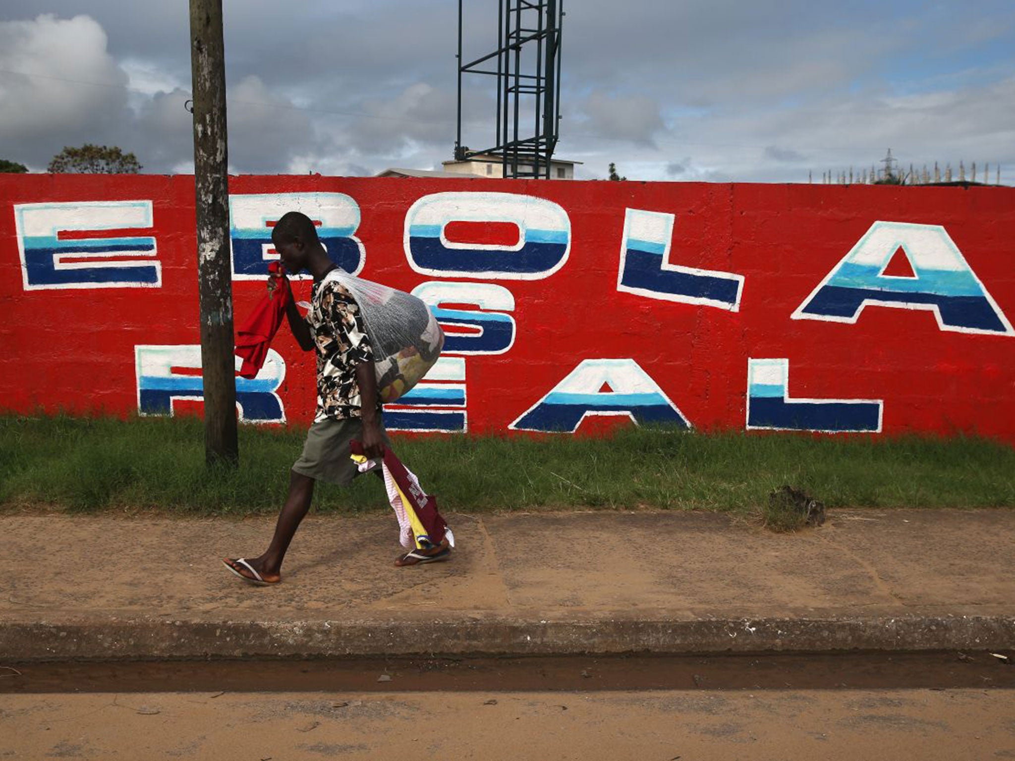 A mural in Monrovia, Liberia, highlights the Ebola crisis