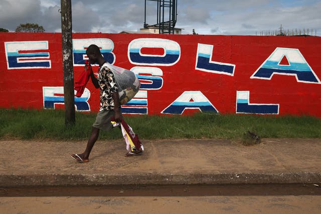 A mural in Monrovia, Liberia, highlights the Ebola crisis