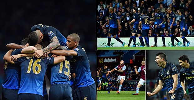 Sergio Aguero and Yaya Toure score in Manchester City's 2-0 win over Aston Villa