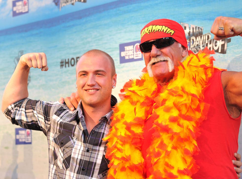 Wrestler Hulk Hogan with his son Nick, who has allegedly become the first male victim in the iCloud hacking scandal