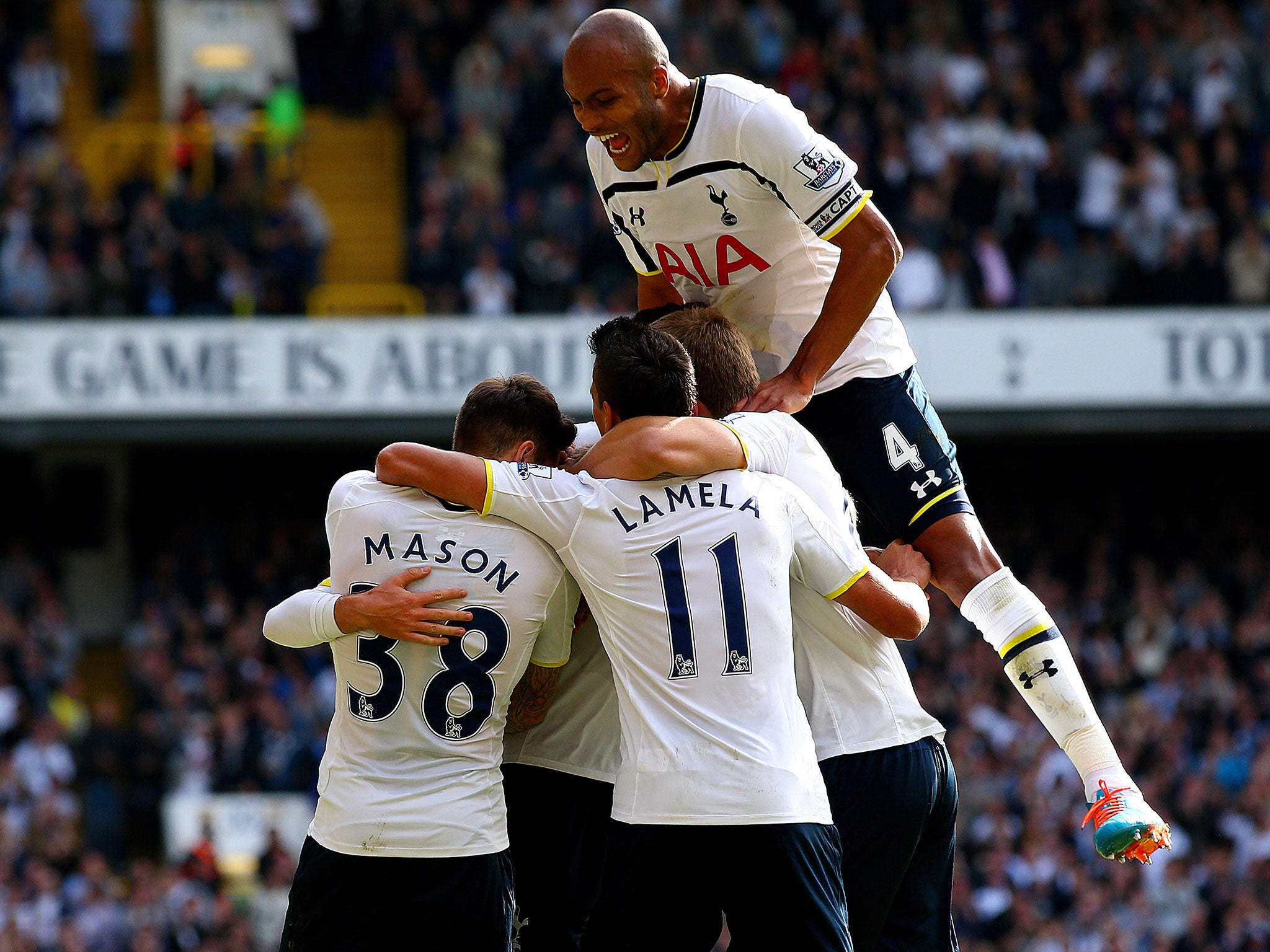 Spurs celebrate their goal